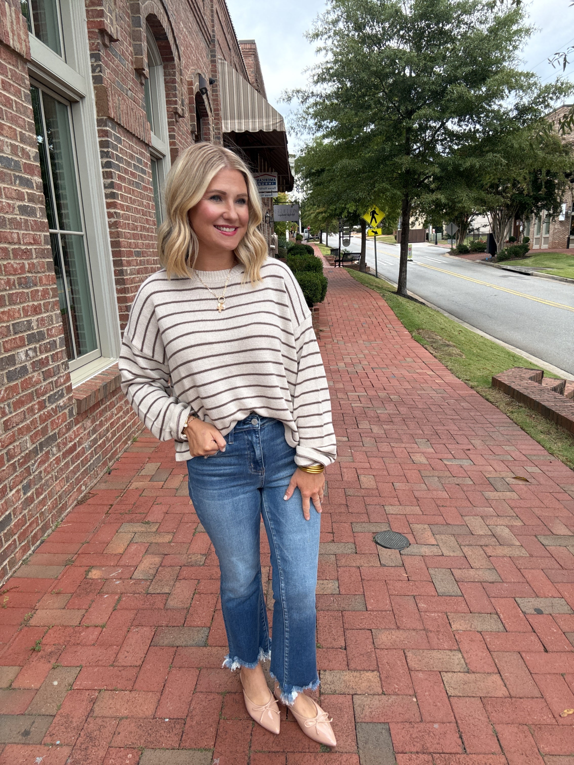 Fine By Me Striped Oversized Knit Top