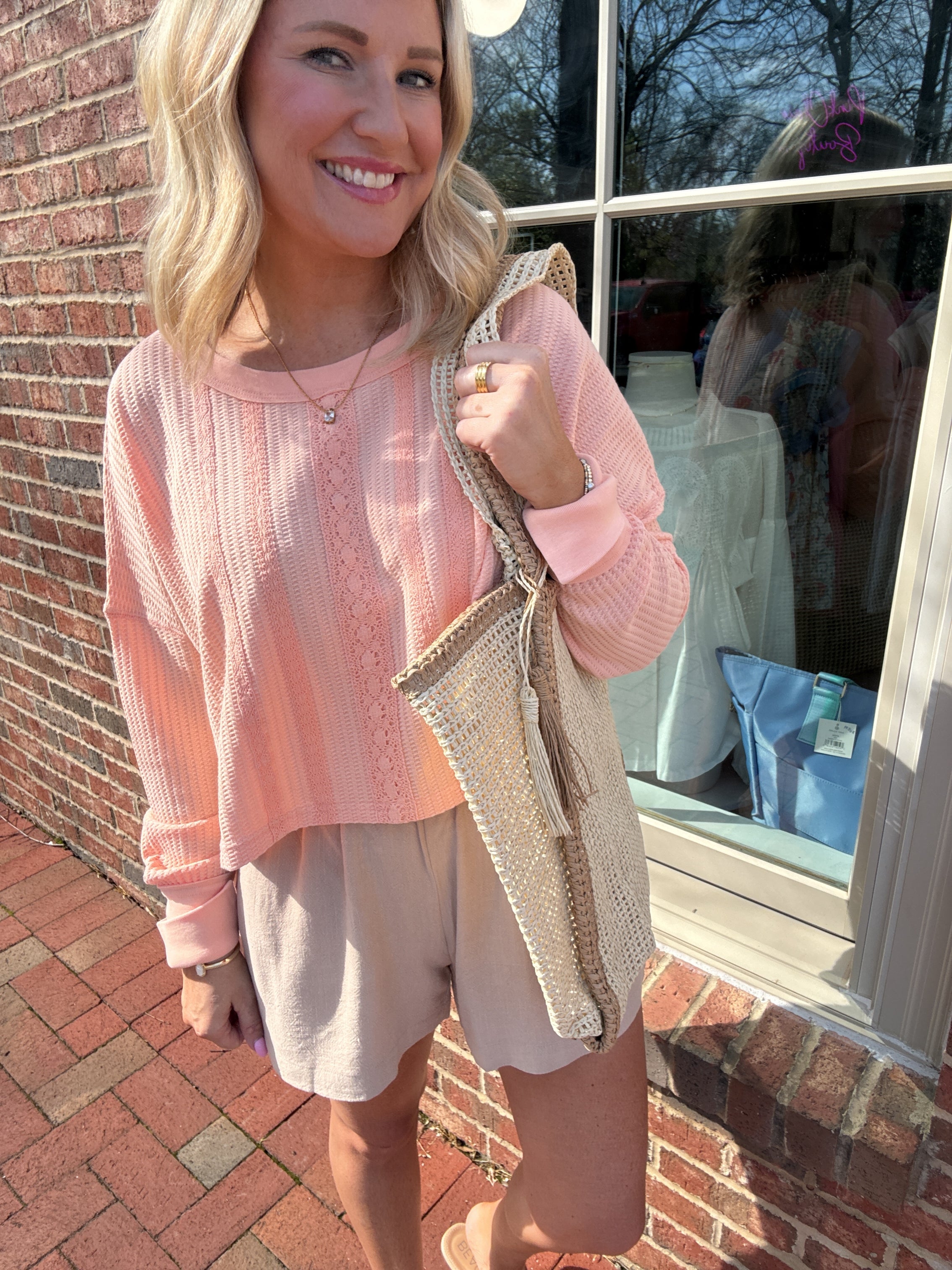 Here For You Lace Detail Crop Long Sleeve Top