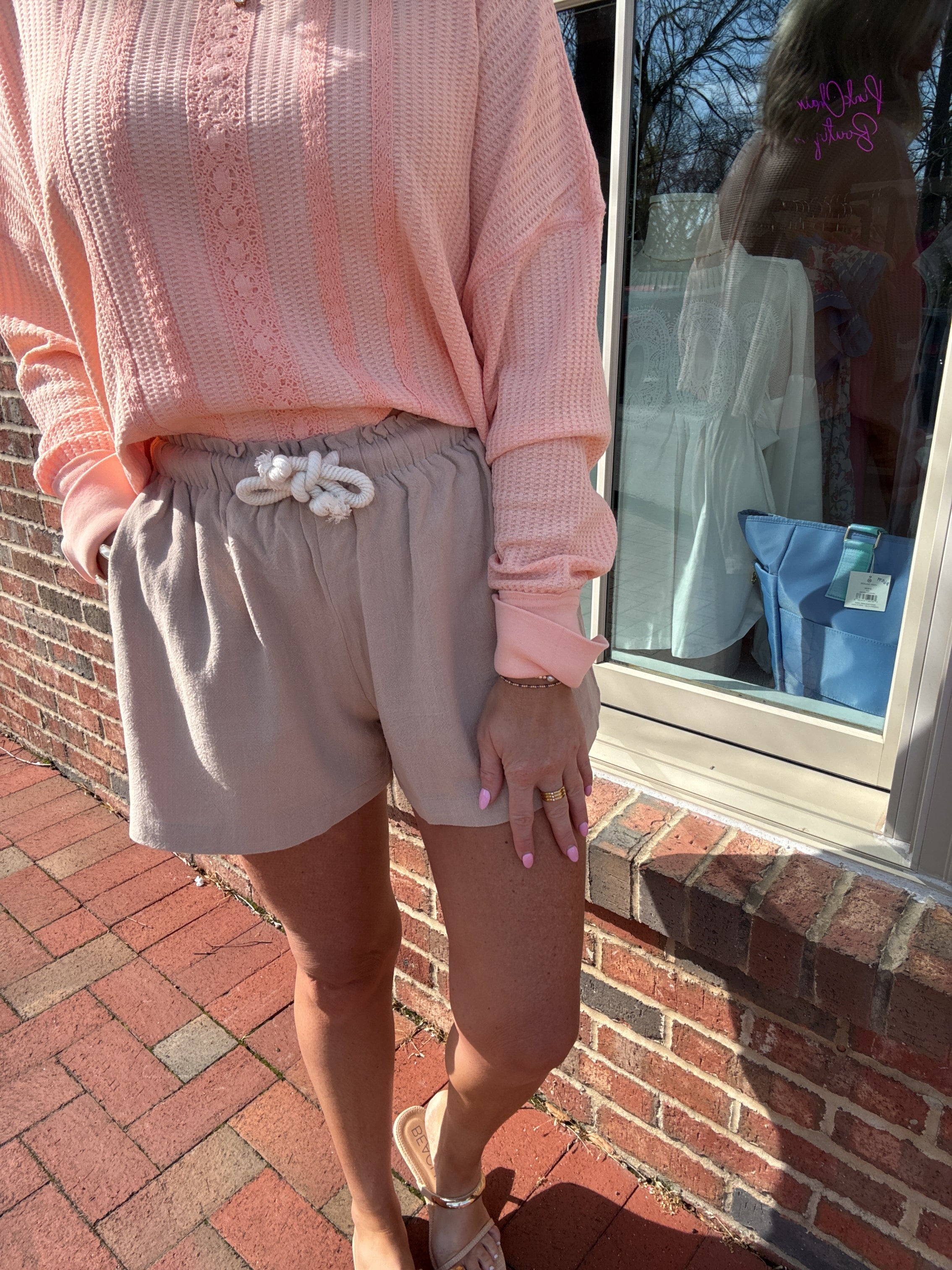 That's On Him Drawstring Linen Shorts