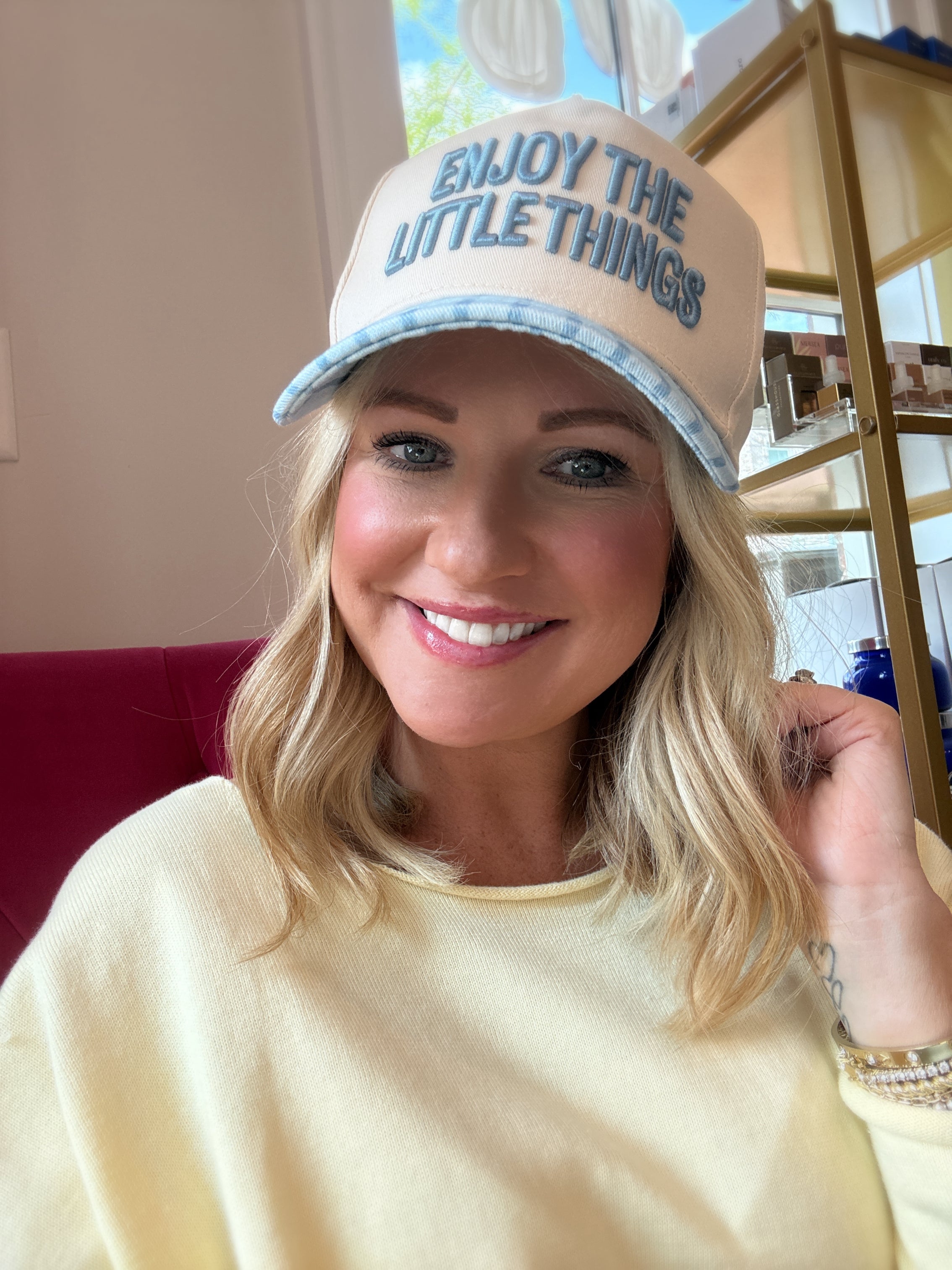 Enjoy the Little Things - Blue Stripe Vintage Trucker Hat