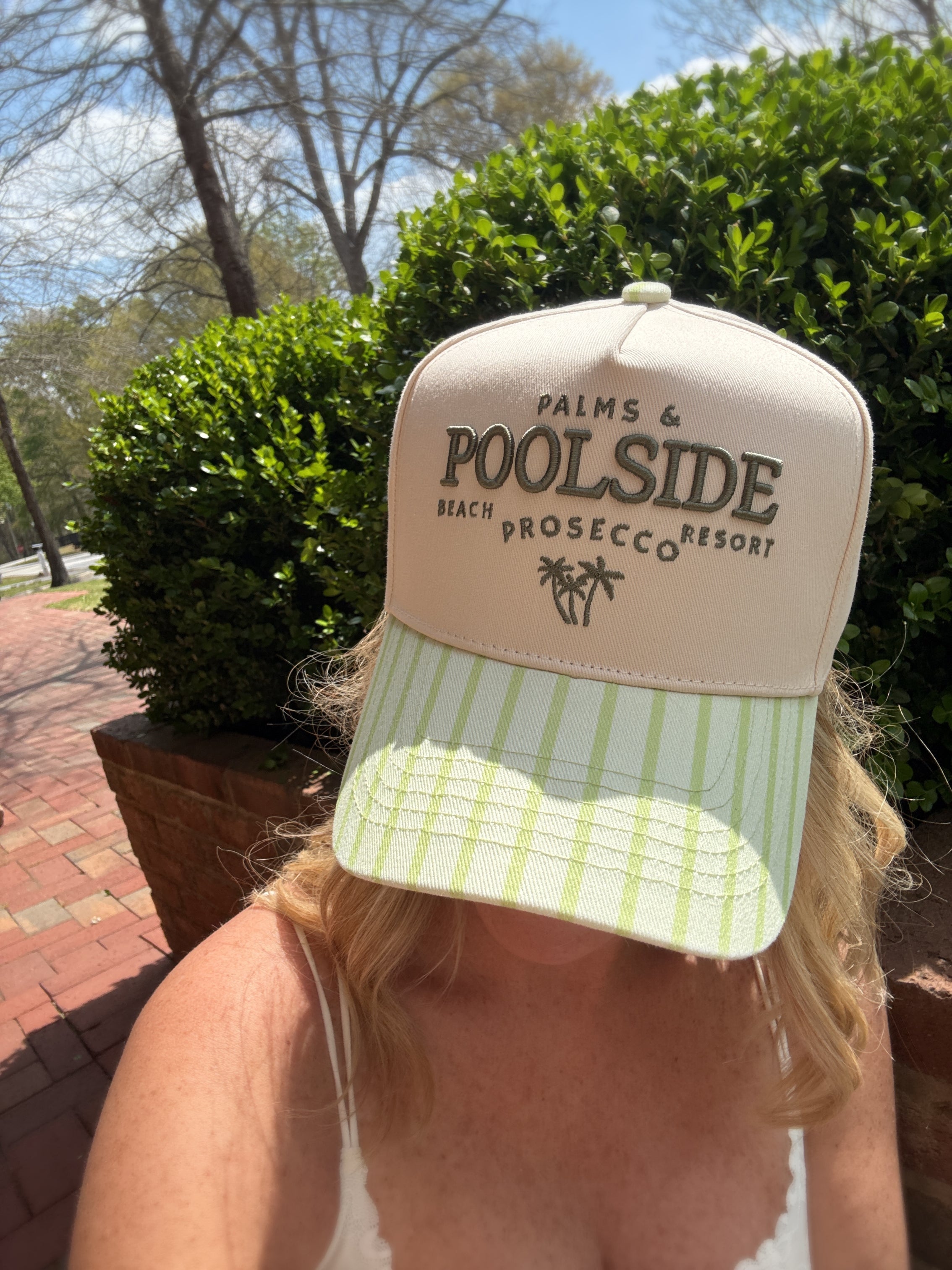 Palms & Poolside - Green Stripe Trucker Hat