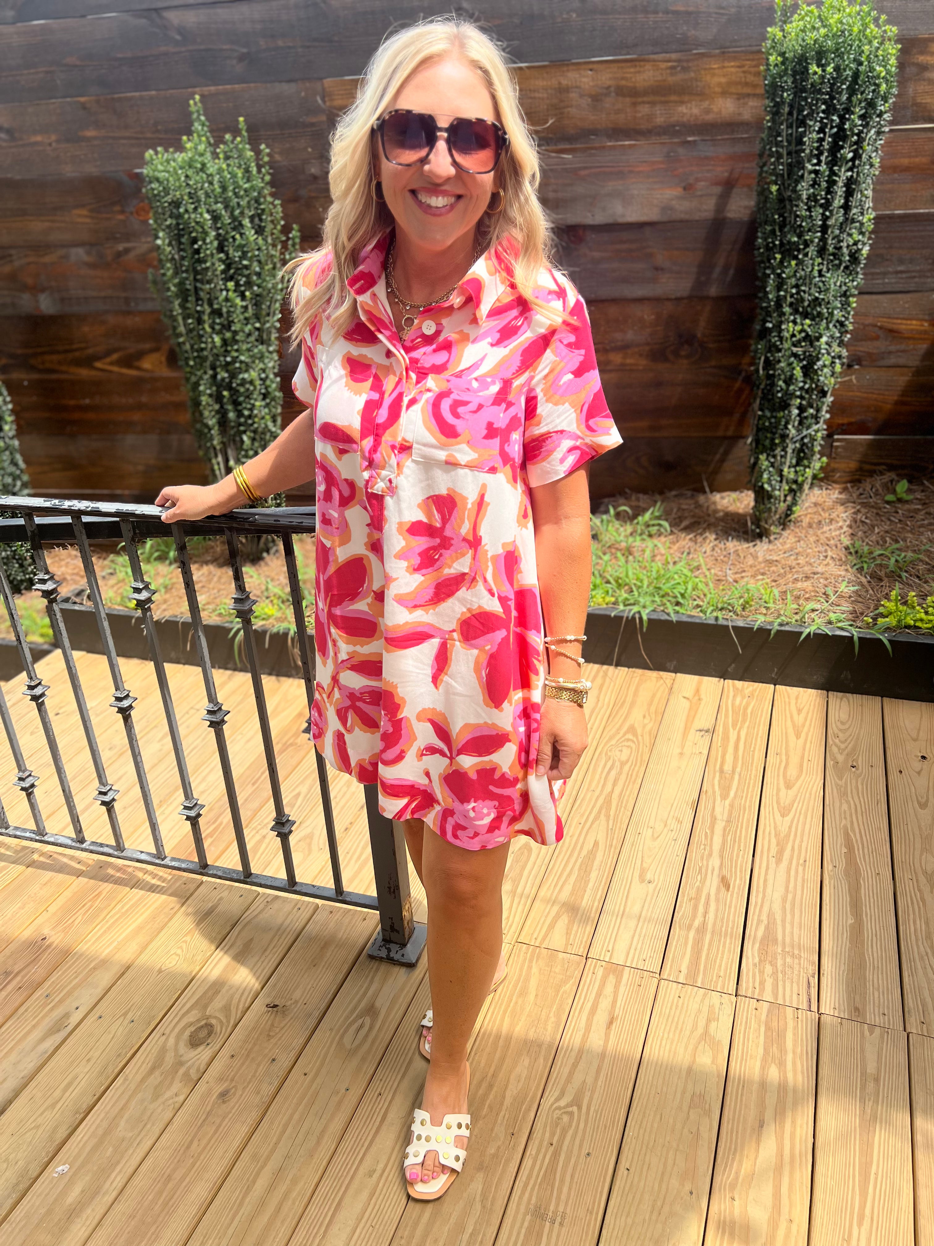 Livin' on Prayers Floral Collared Dress