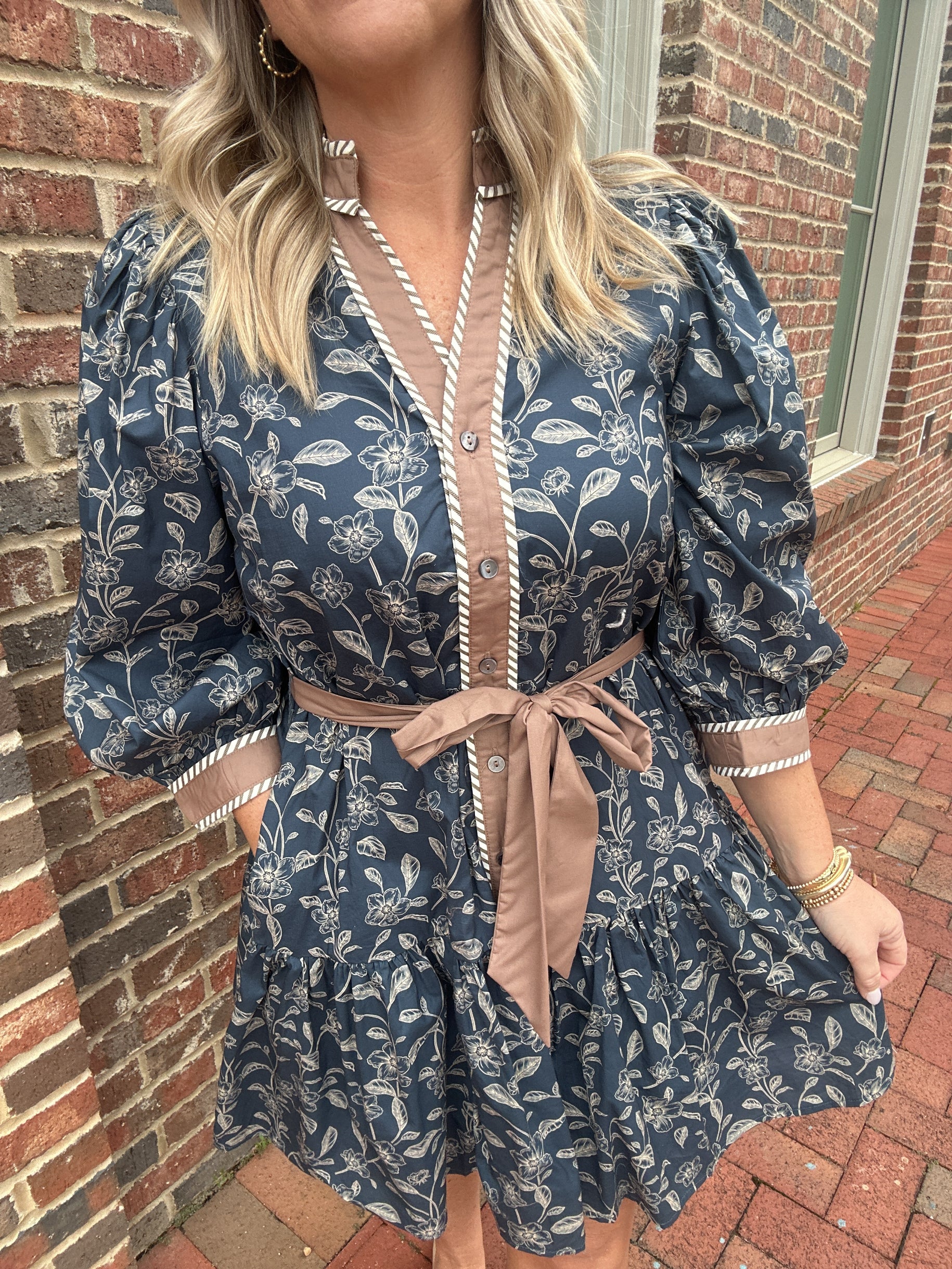 Made You Look Pretty Belted Floral Mini Dress