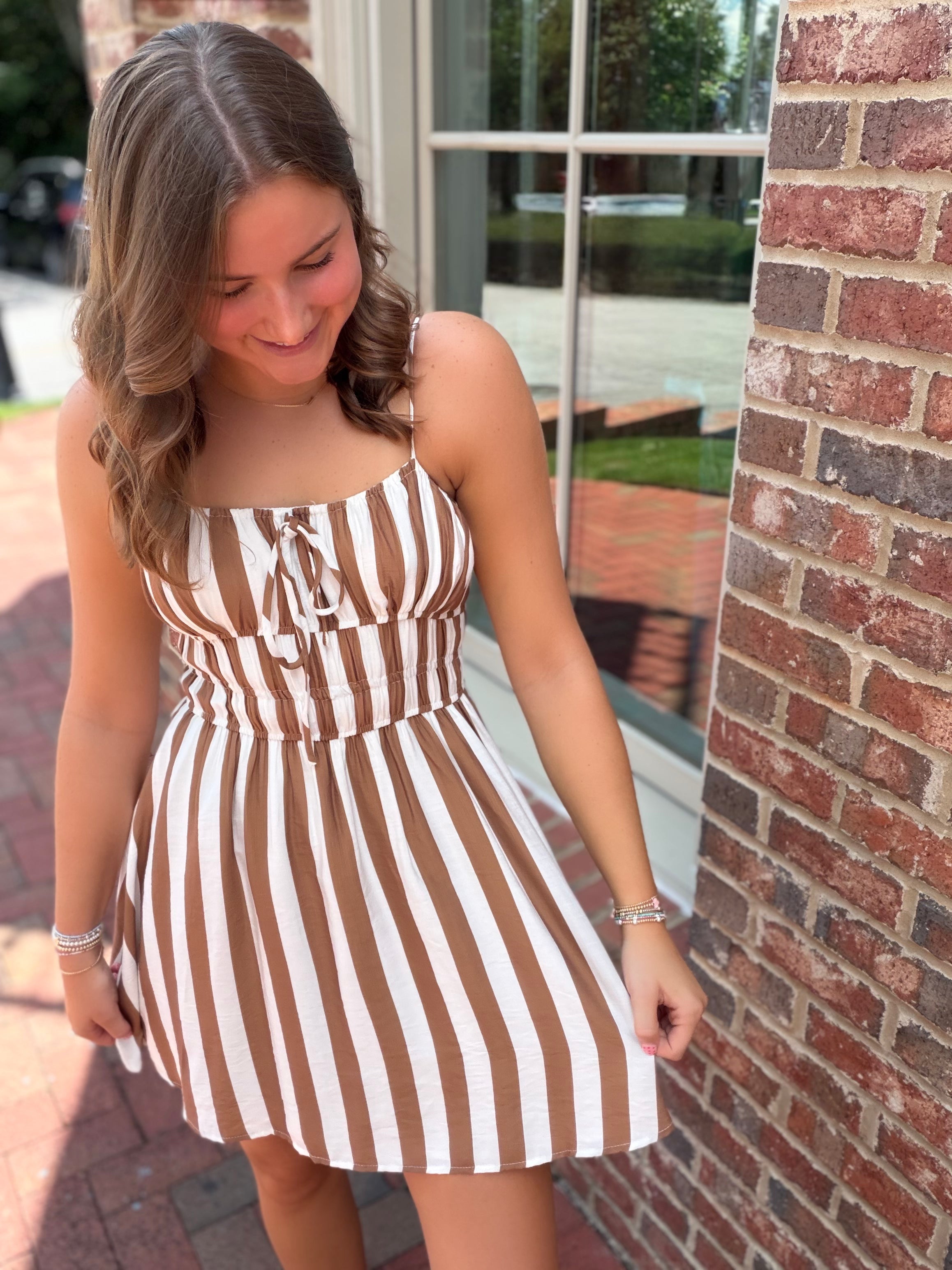 Boardwalk Breeze Striped Mini Dress