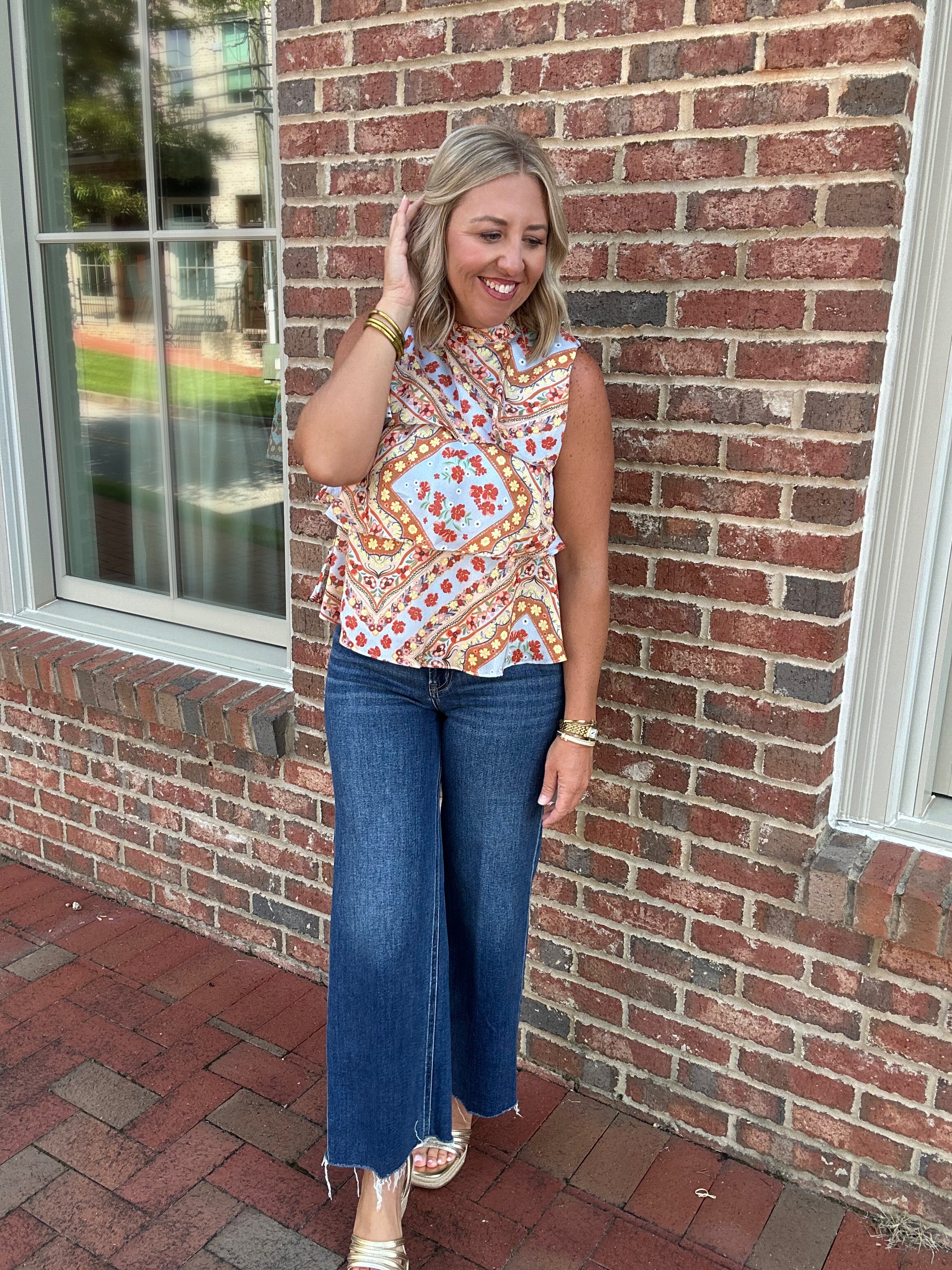 Hadley Floral Print Tiered Ruffle Blouse