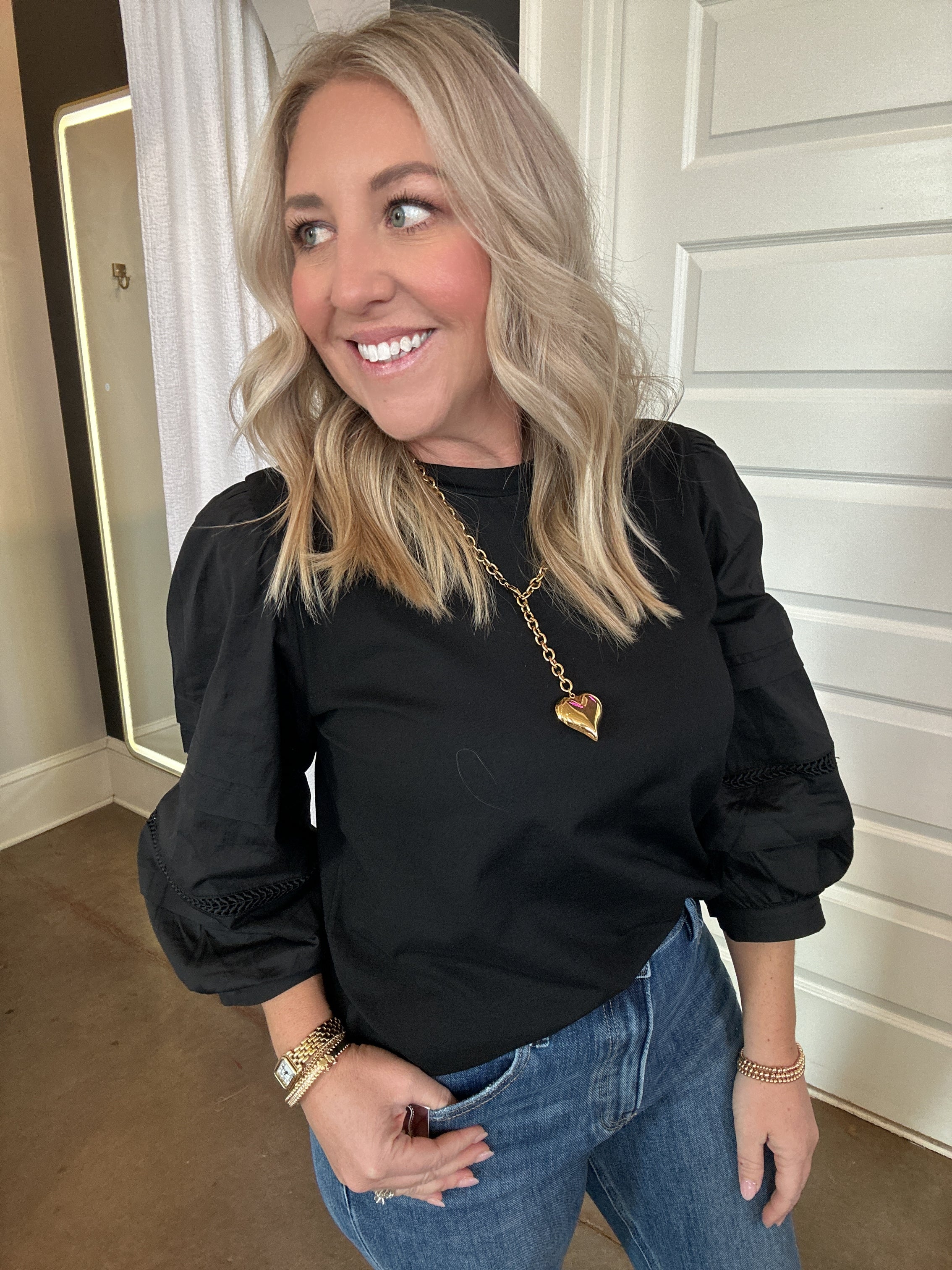 Your the Reason Why Lace Bubble Sleeve Top