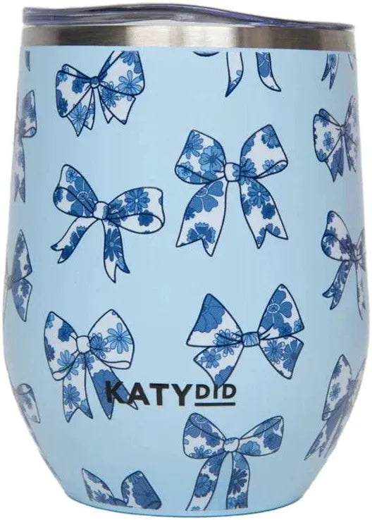 Coquette Bows Wine Tumbler Cup- Light Blue