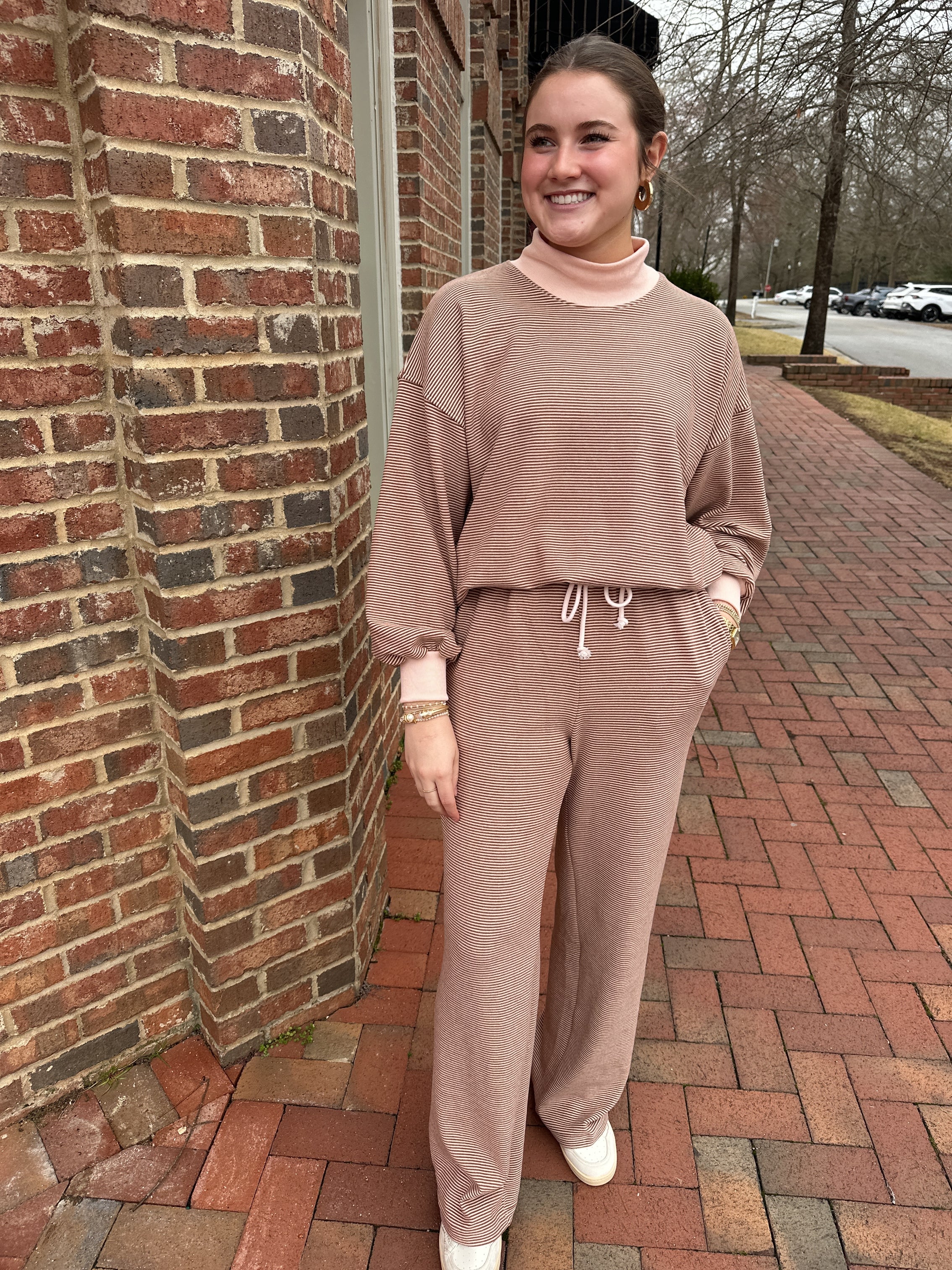 Take My Word Striped Mock Neck Sweatshirt