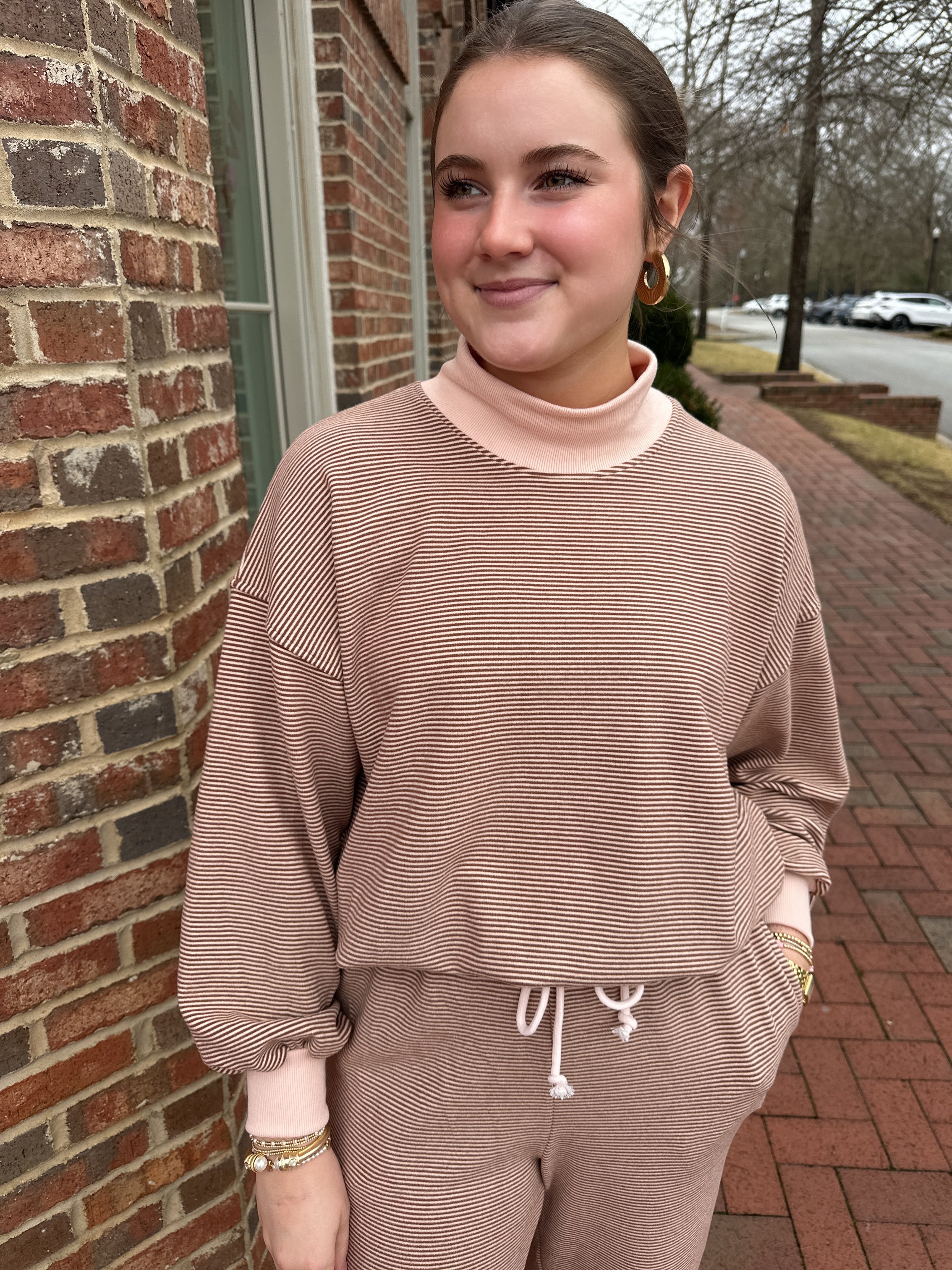 Take My Word Striped Mock Neck Sweatshirt