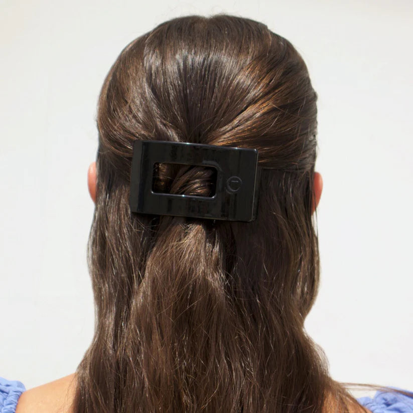 Jet Black Teleties Small Flat Rectangle Clip