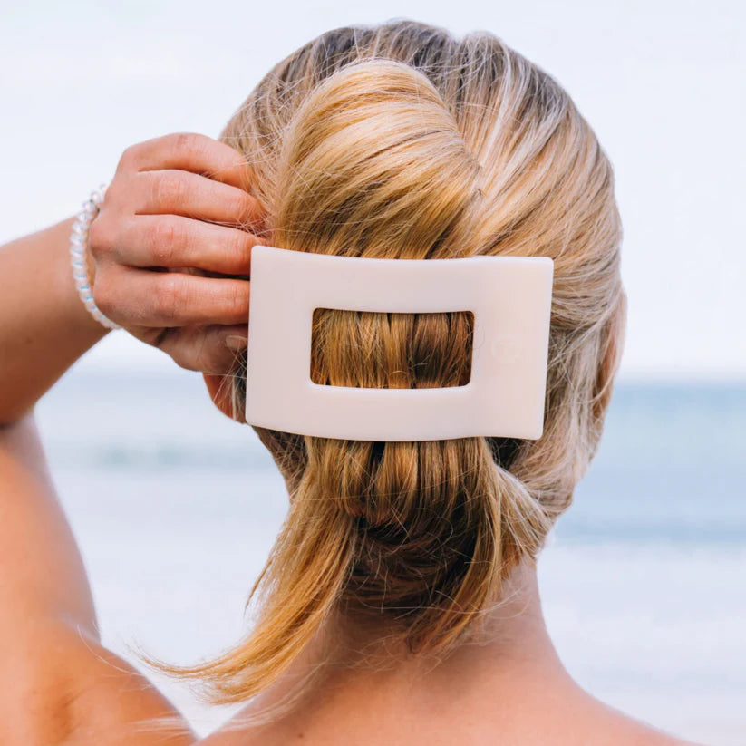 Almond Beige Teleties Large Flat Rectangle Clip