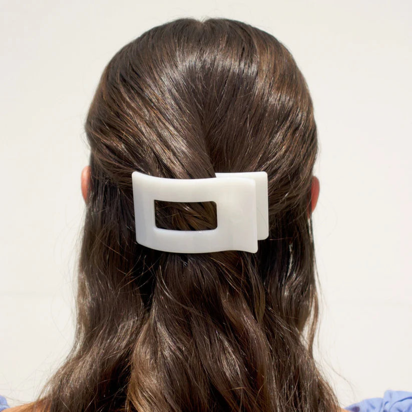 Coconut White Teleties Small Flat Rectangle Clip