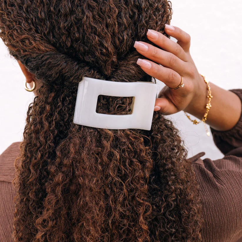 Coconut White Teleties Medium Flat Rectangle Clip