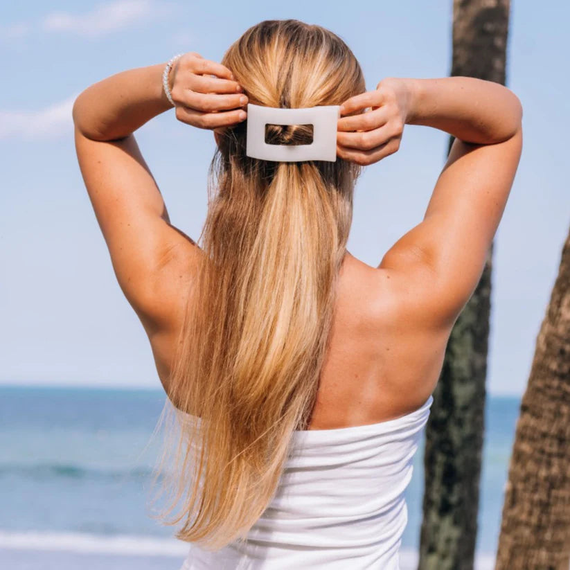 Coconut White Teleties Large Flat Rectangle Clip