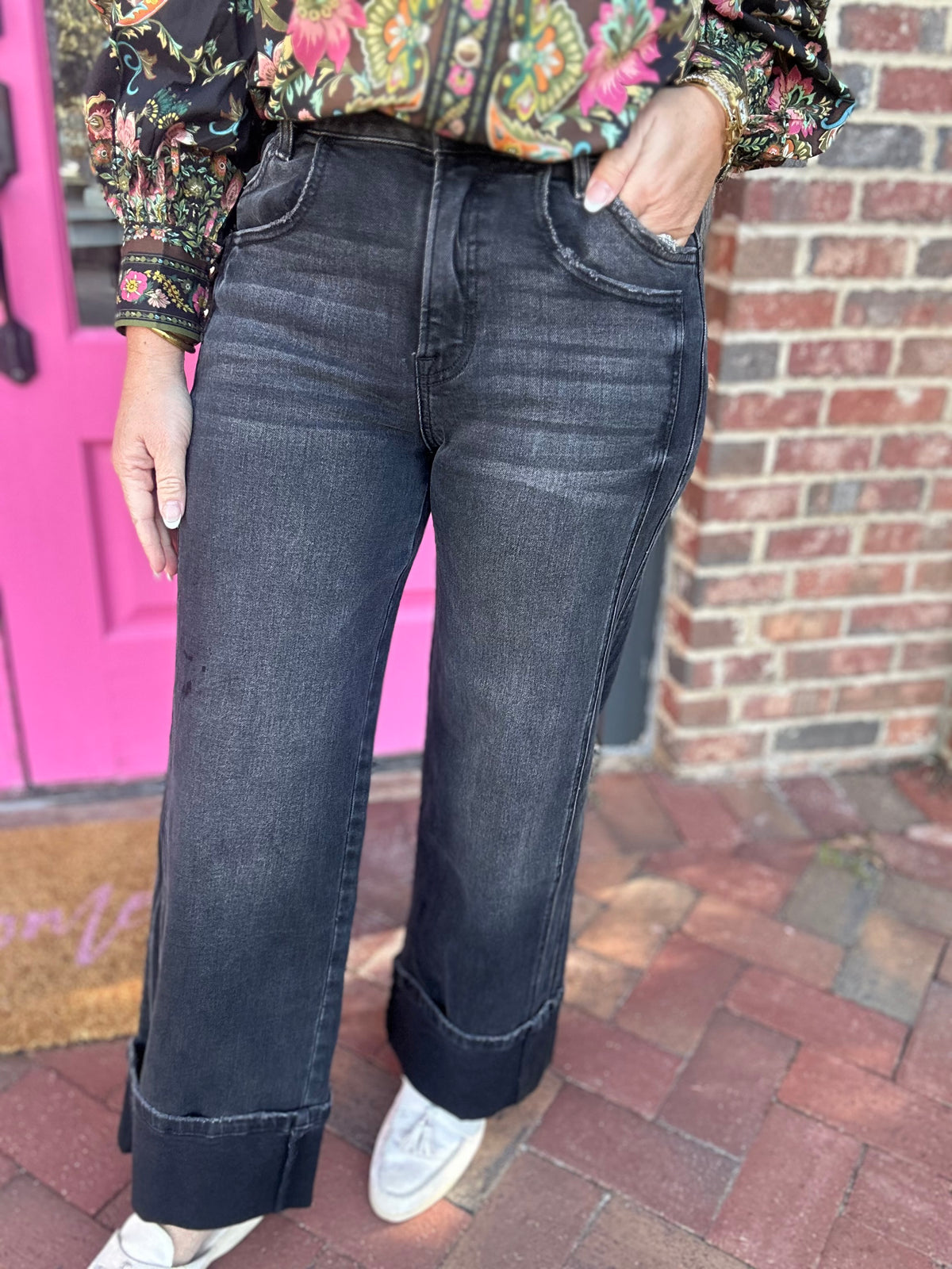 The Bella Super High Rise Cuffed Crop Wide Leg Jeans