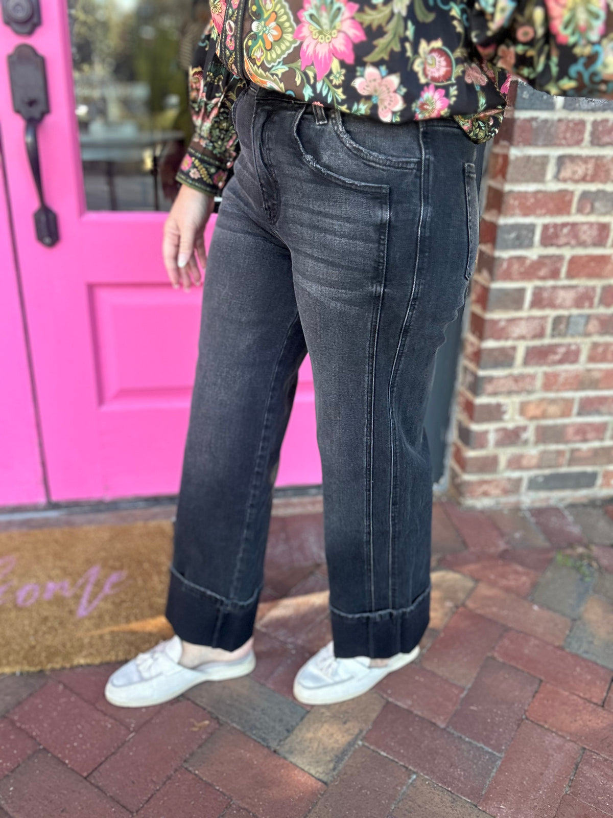 The Bella Super High Rise Cuffed Crop Wide Leg Jeans