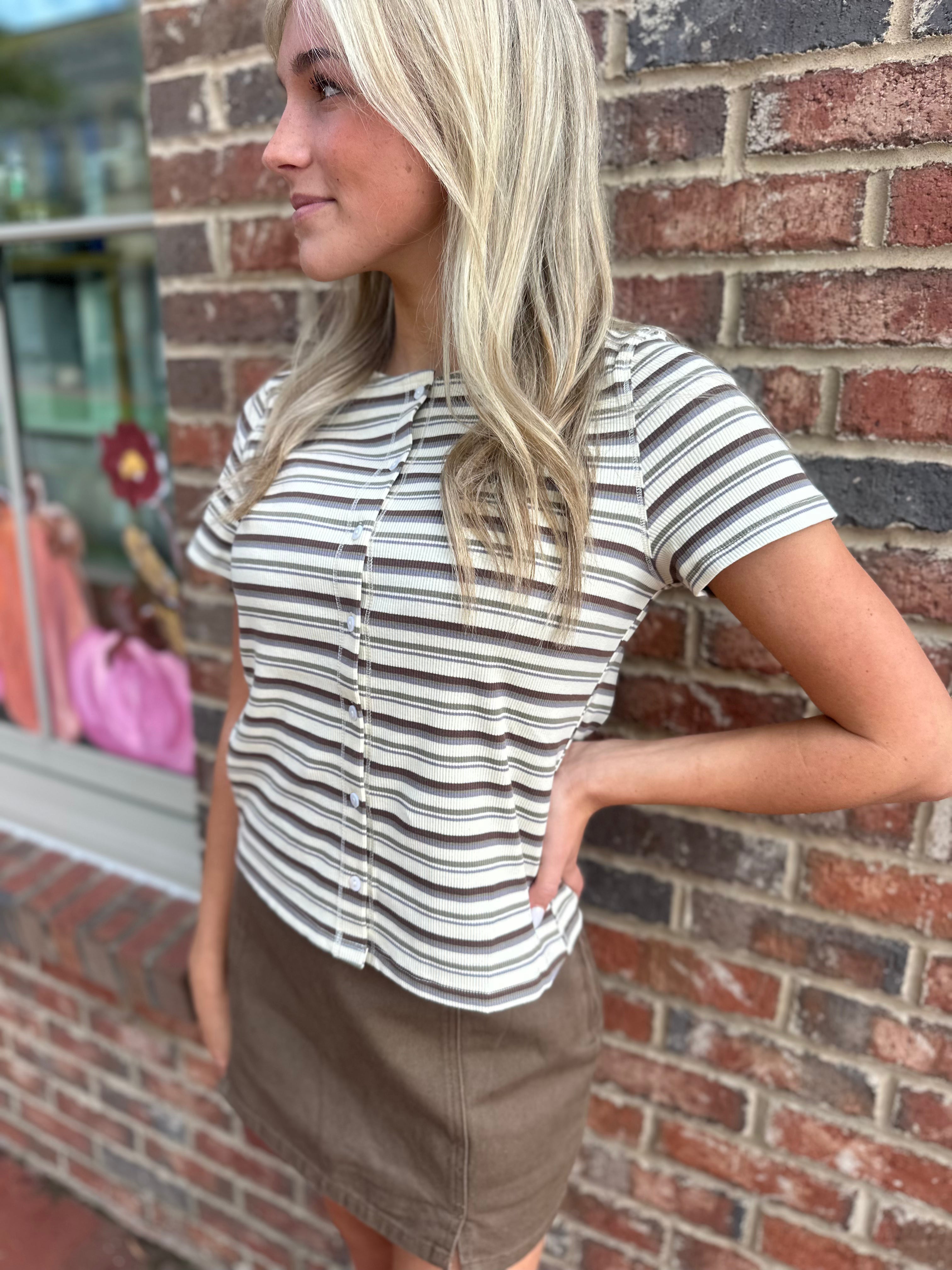 Olive Branch Striped Tee