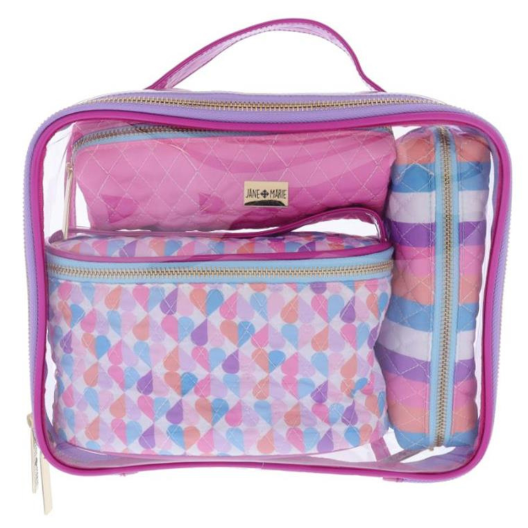 Sweet Heart Clear Toiletry Bag with Three Inserts