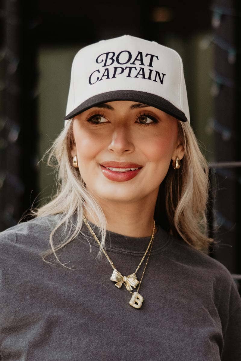 Boat Captain Two-Toned Retro Hat: Black and Tan