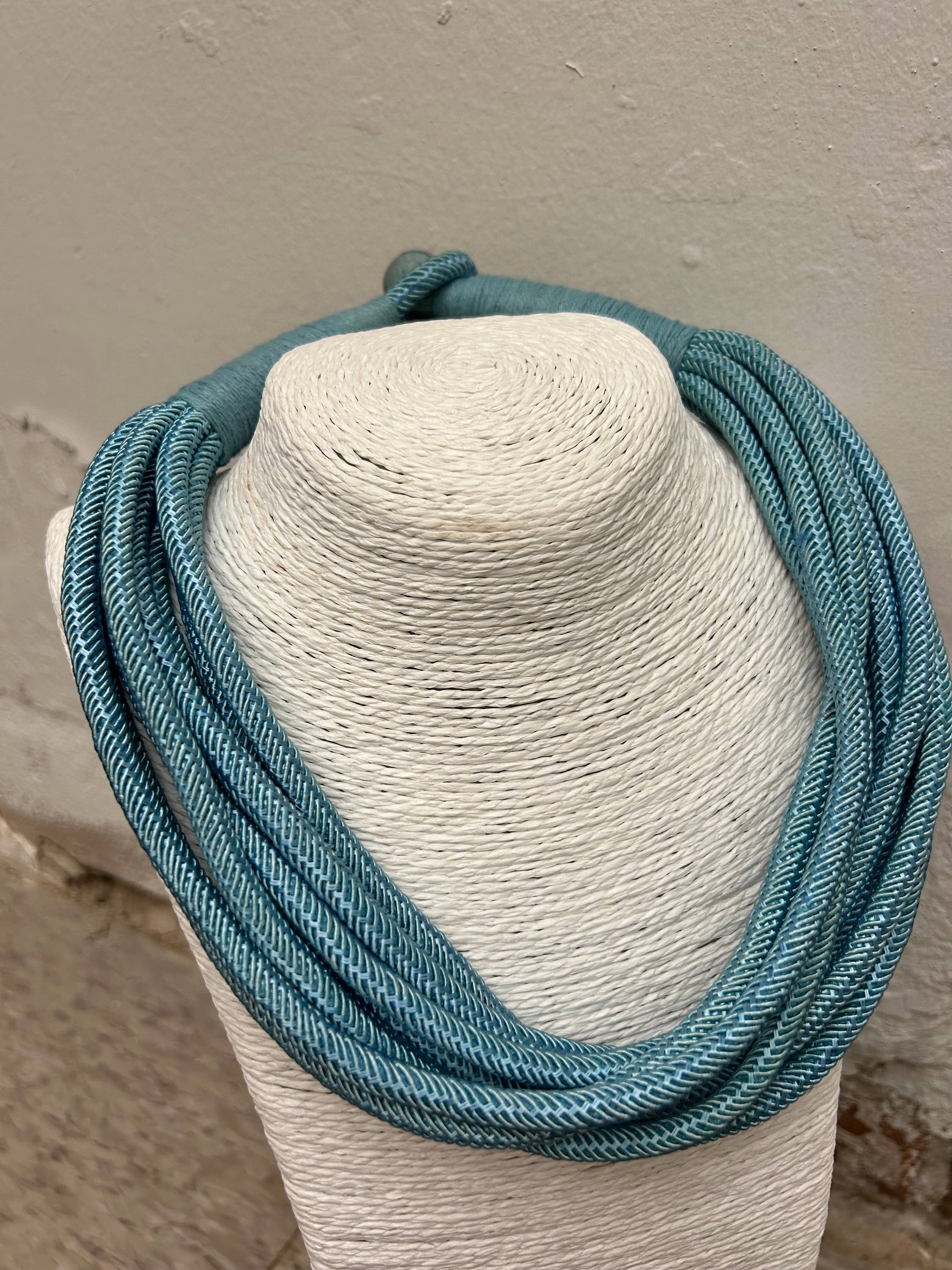Slub 8-Strand Necklace (dusty light blue)