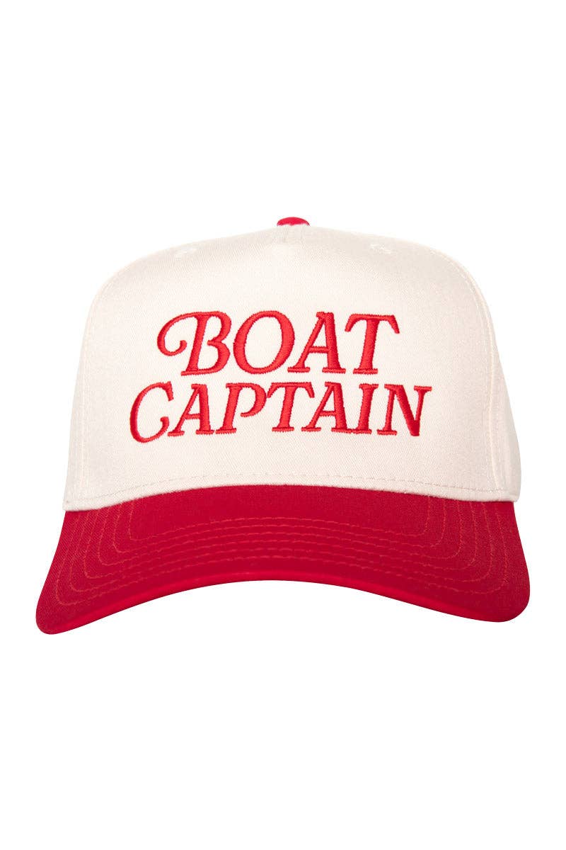 Boat Captain Two-Toned Retro Hat: Red and Tan