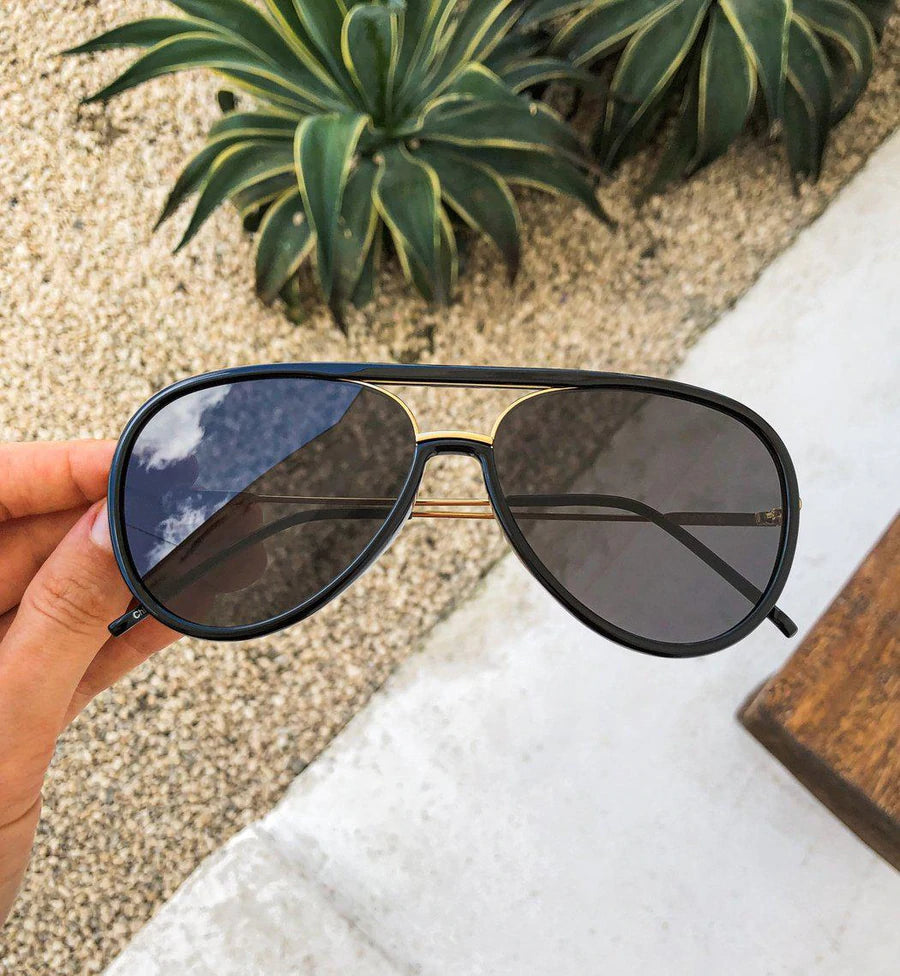 Shay Aviator Sunglasses- Black