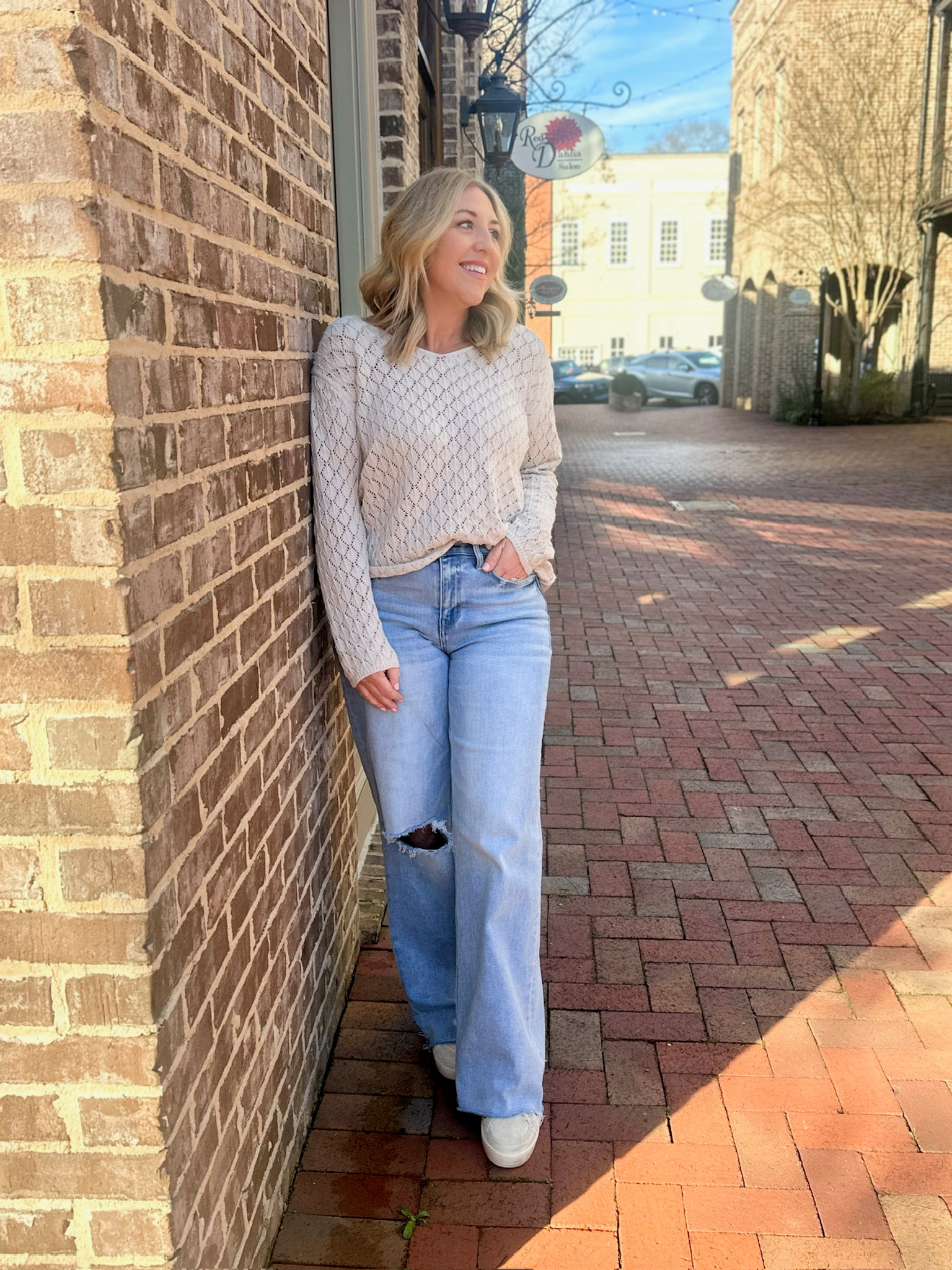 Pretty in Taupe Crochet Oversize Sweater