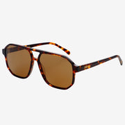 Billie Unisex Aviator Sunglasses- Dark Tortoise/ Solid Brown