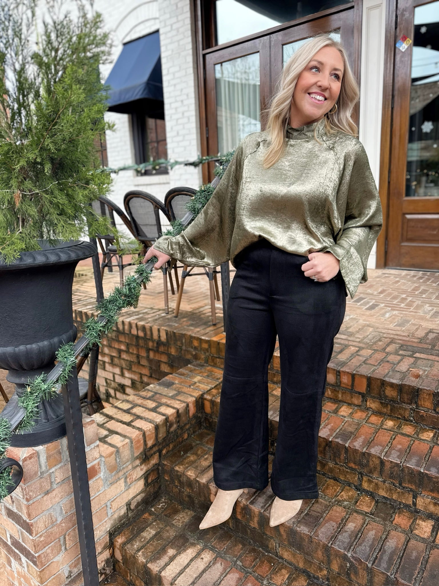 Joyful Straight Leg Suede Pants in Black