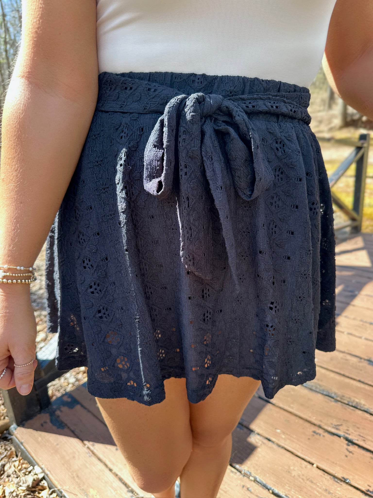 Something for You Elastic Waist Eyelet Skort