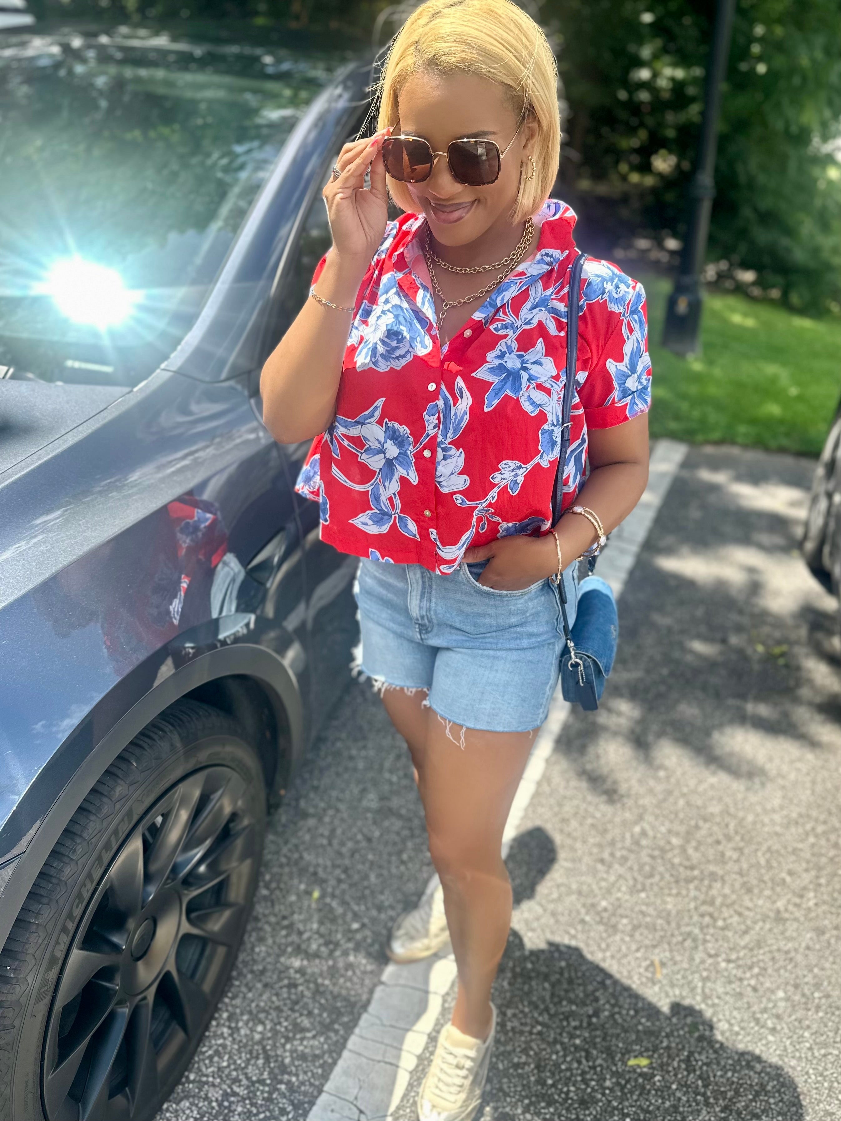 Off My Mind Floral Short Sleeve Top