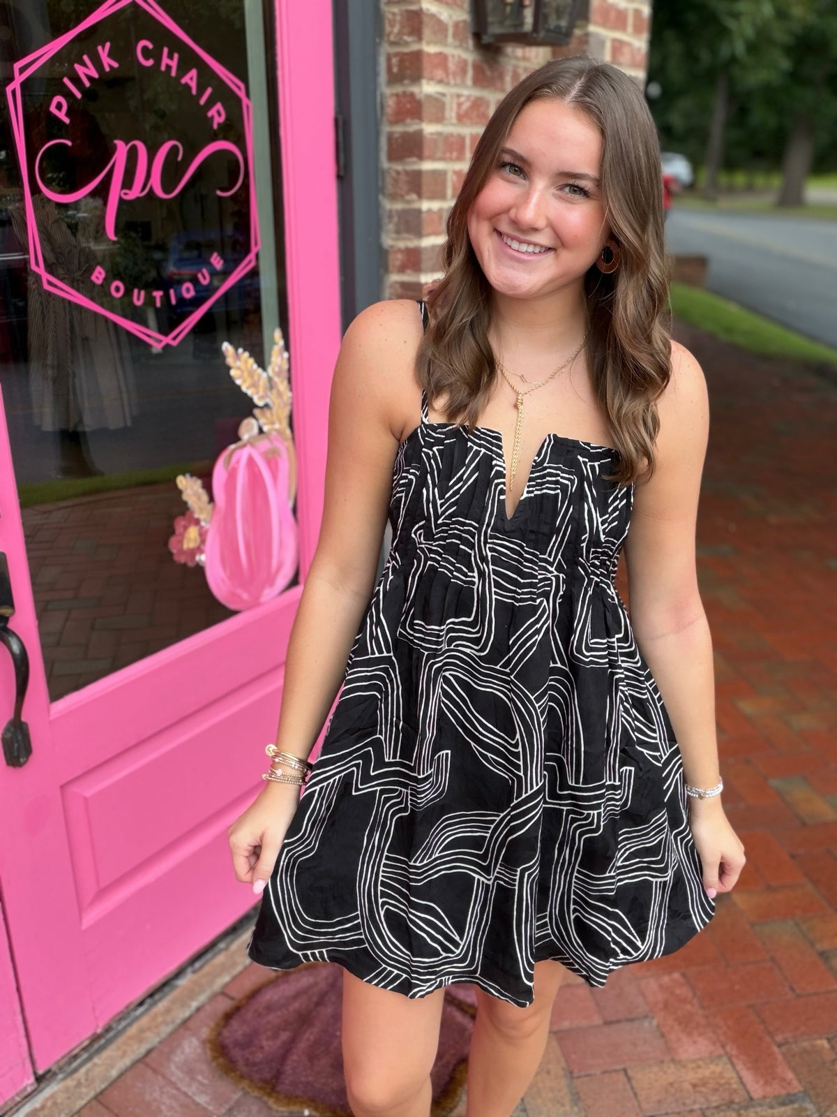 Midnight Stroll Pintuck Printed Mini Dress