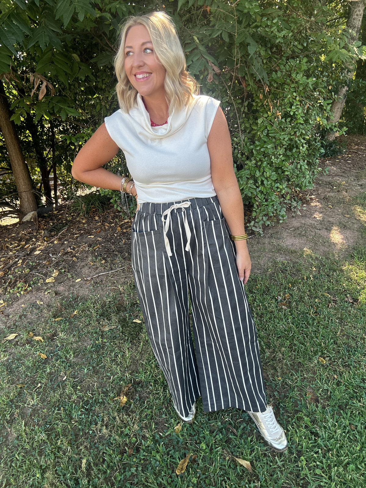 Easy Does It Striped Pants with Elastic Waist