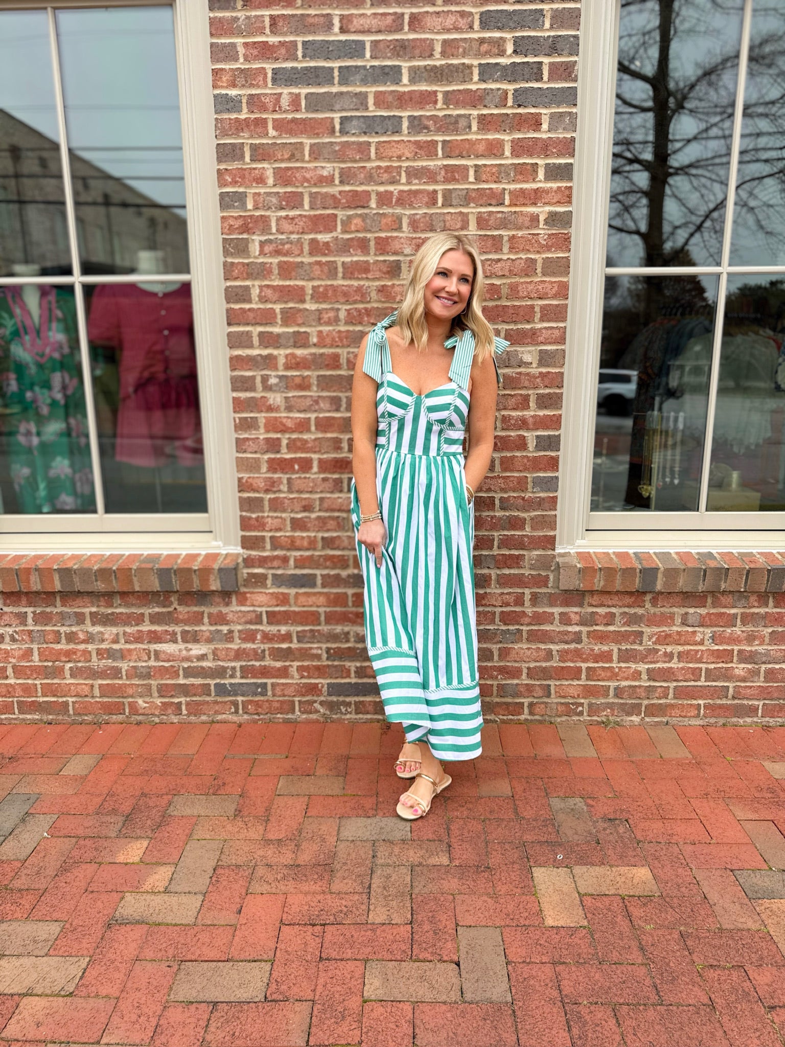 Wish I Didn’t Striped Tie Straps Midi Dress