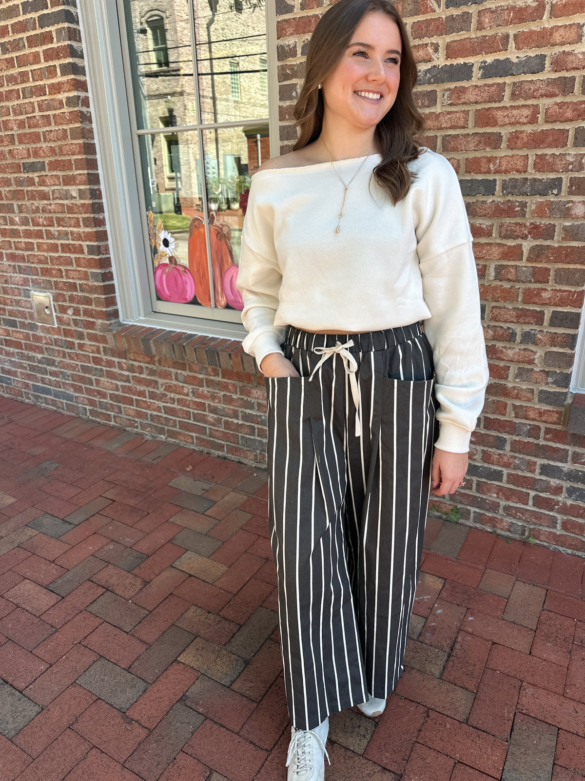 French Terry Fleece Off The Shoulder Top In Cream