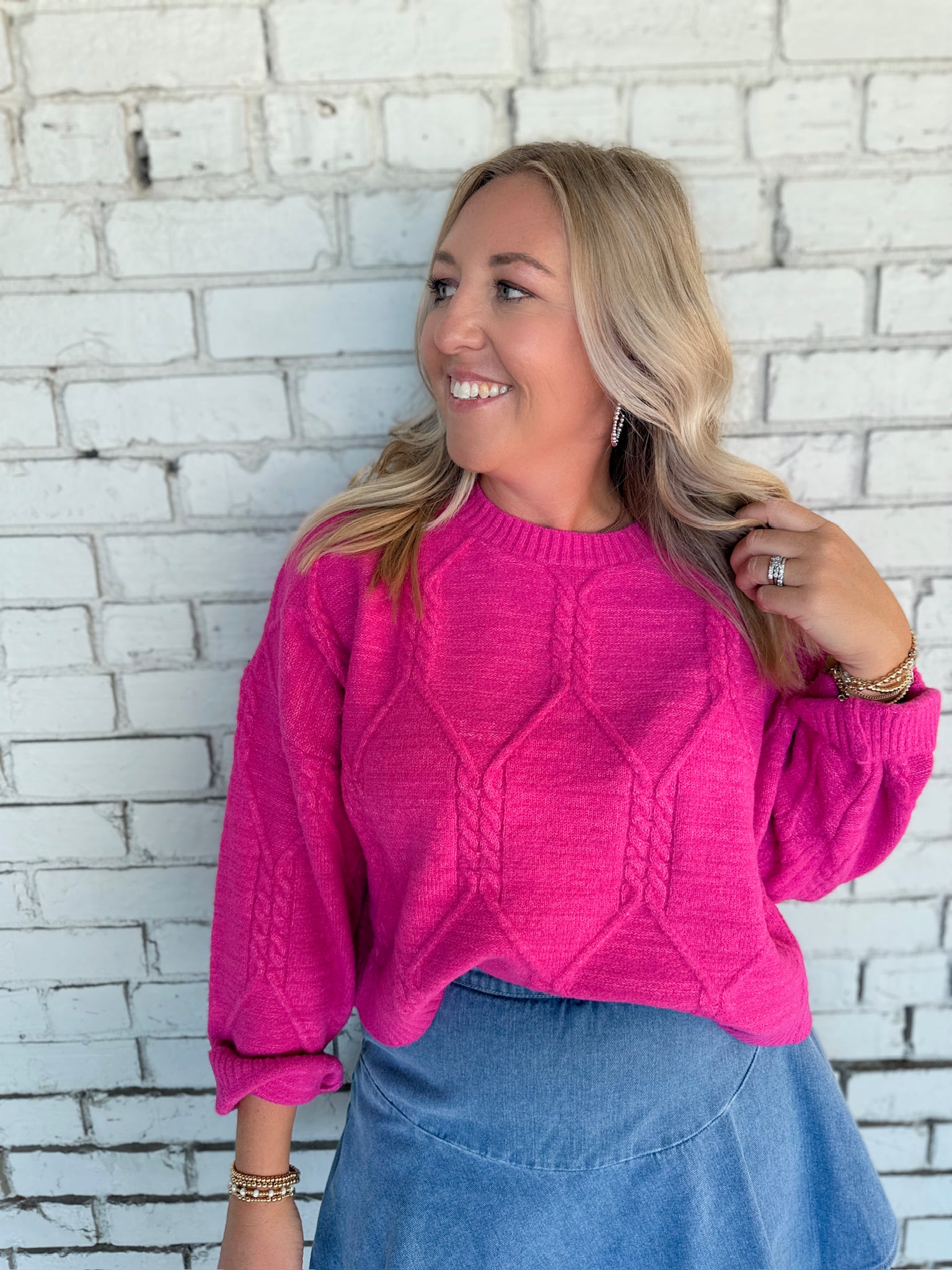 Open Your Heart To Me Cable Knit Cropped Sweater