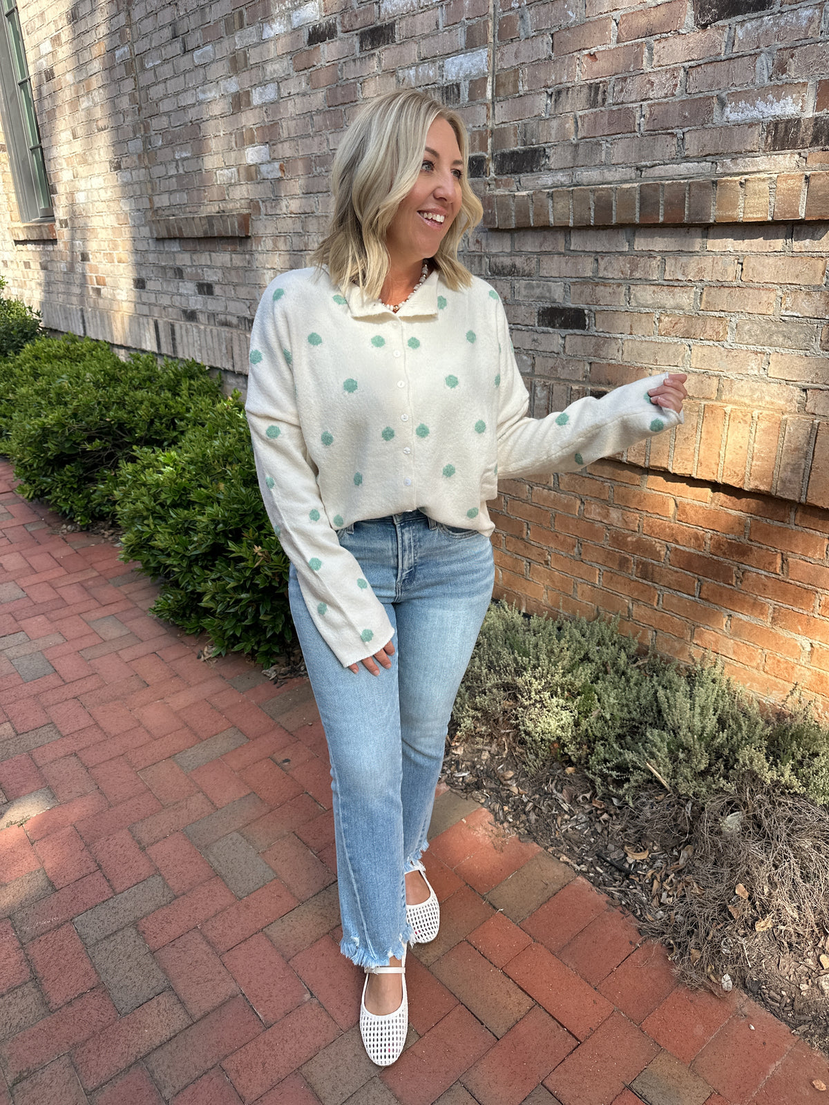 Pretty In Polka Dot Cardigan Sweater