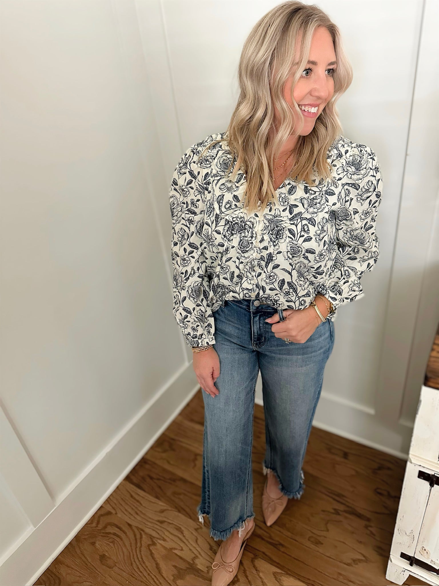 Tell Me About Florals Ruffled Top