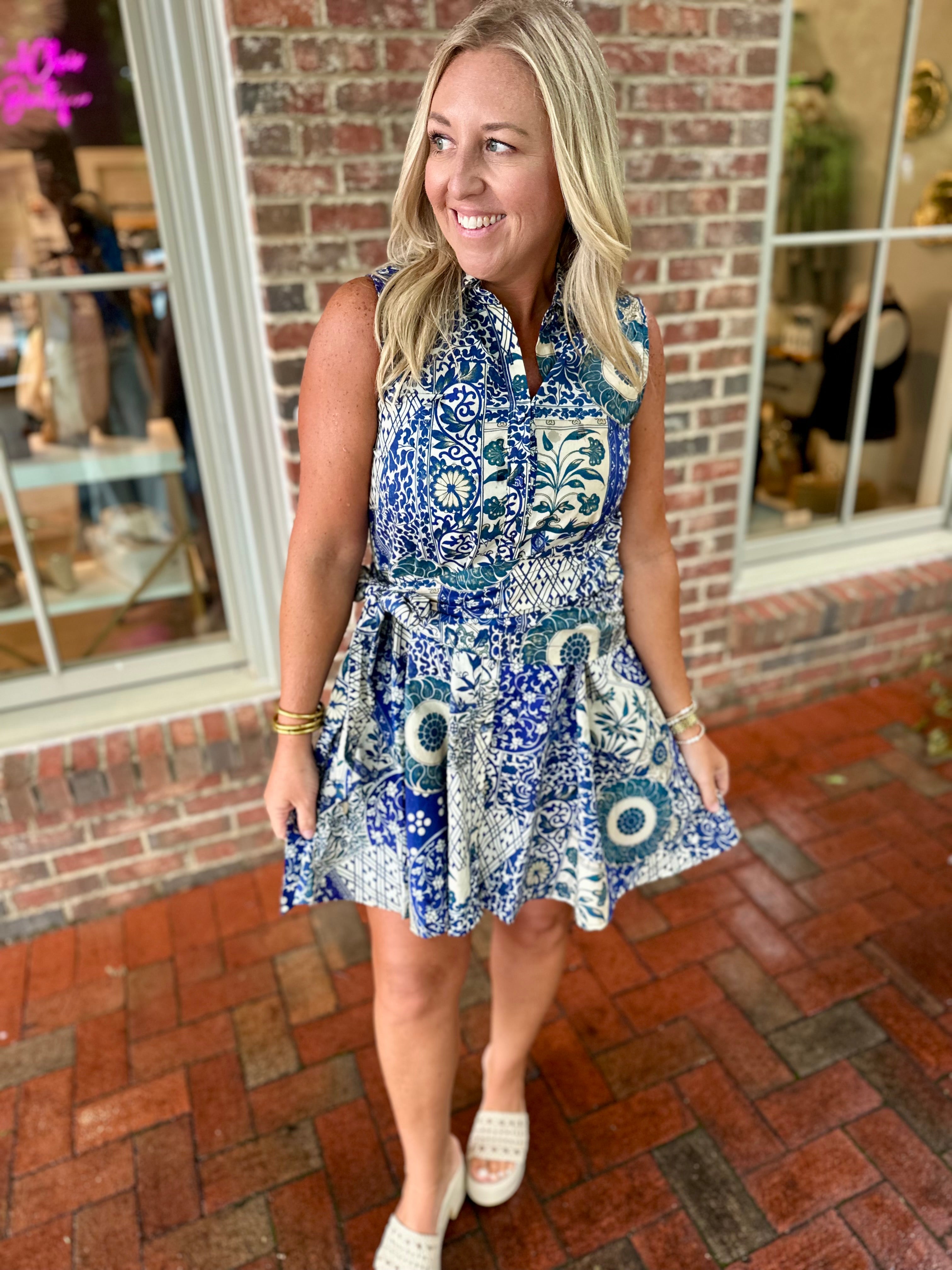 Fresh Start Floral Mini Dress with Tied Waist