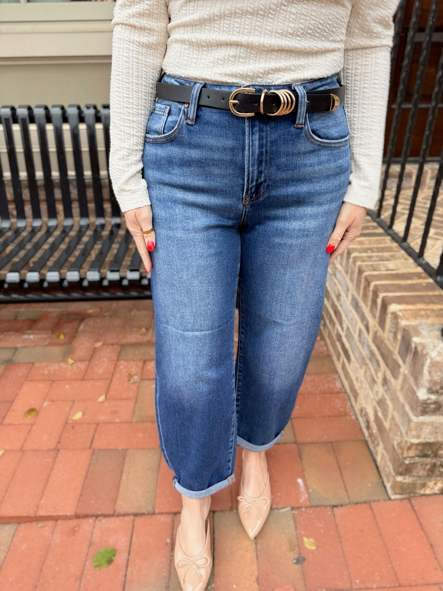 Taylor High Rise Crop Mild Barrel Cuffed Jeans
