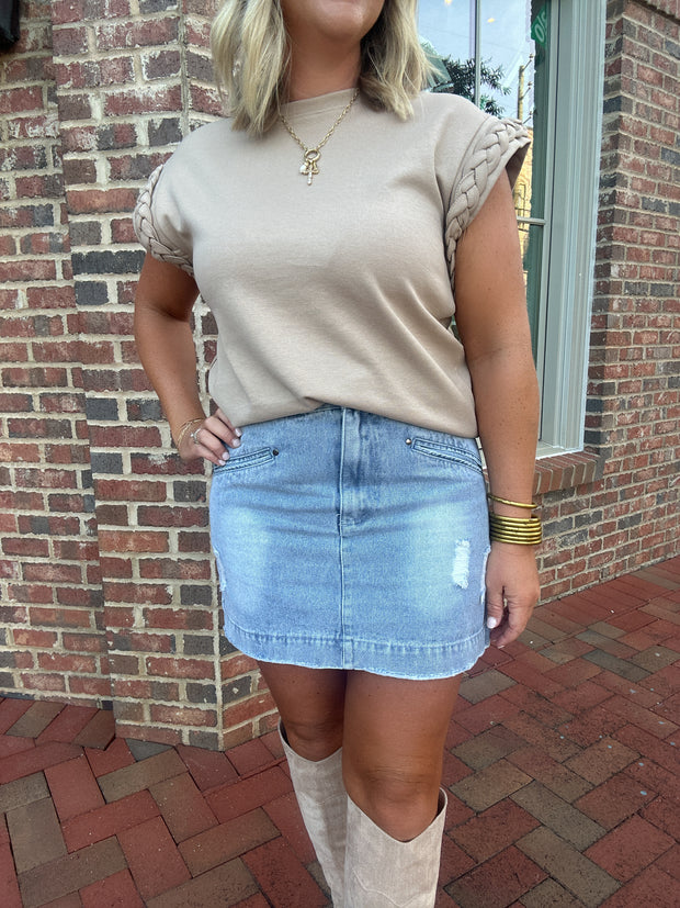 Just Traveling Denim Mini Skirt