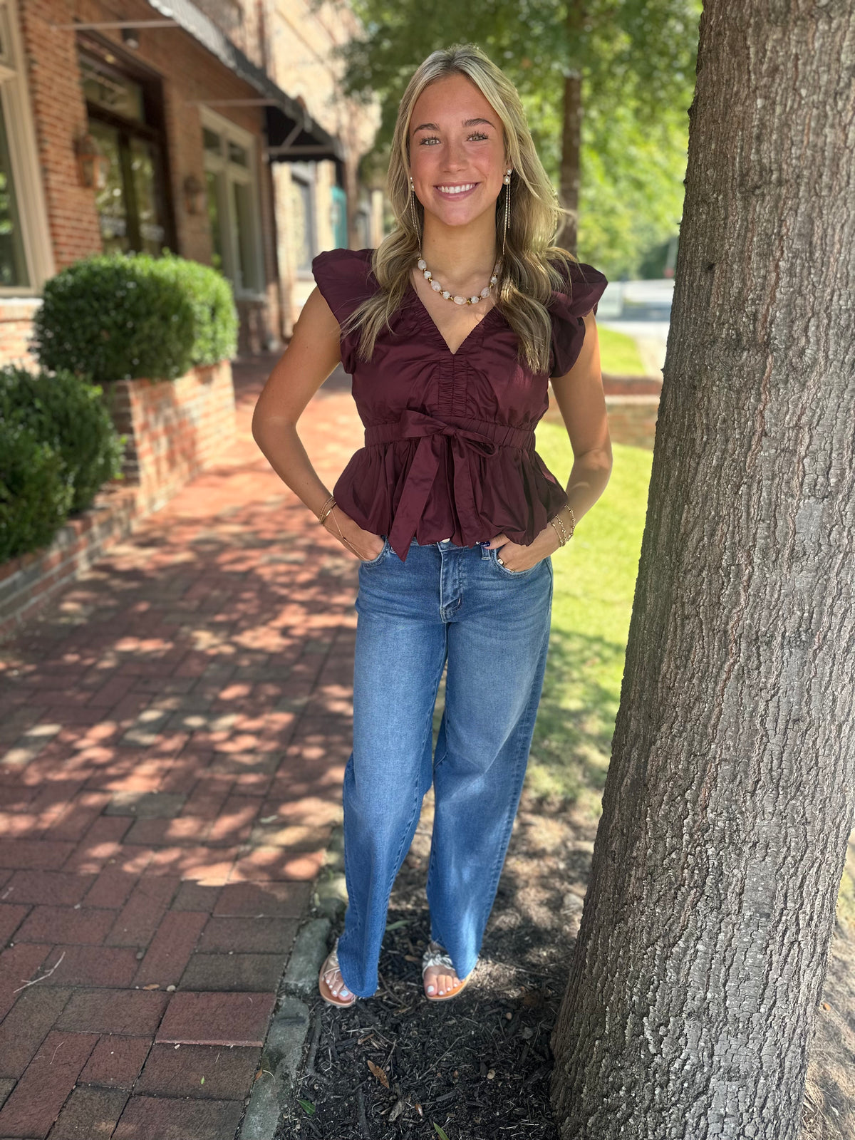 With You Always Merlot Blouse