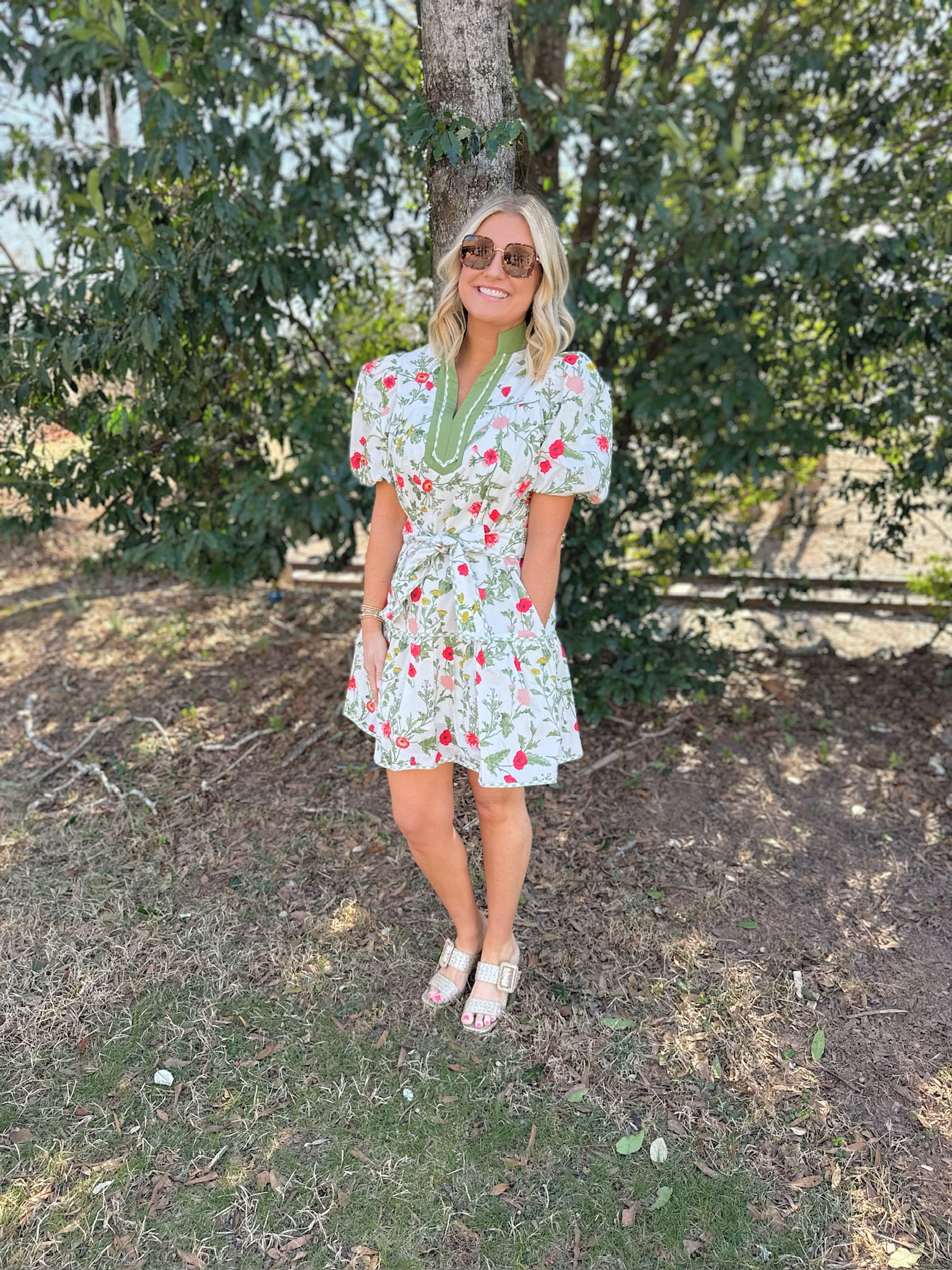 You Live In My Dreams Tie Waste Floral Mini Dress