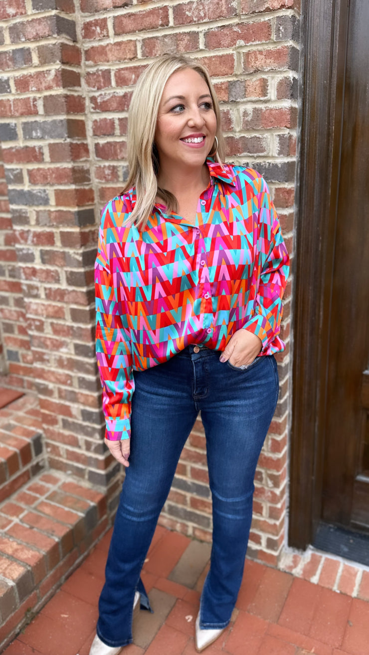 Sing Their Song Chevron Print Blouse