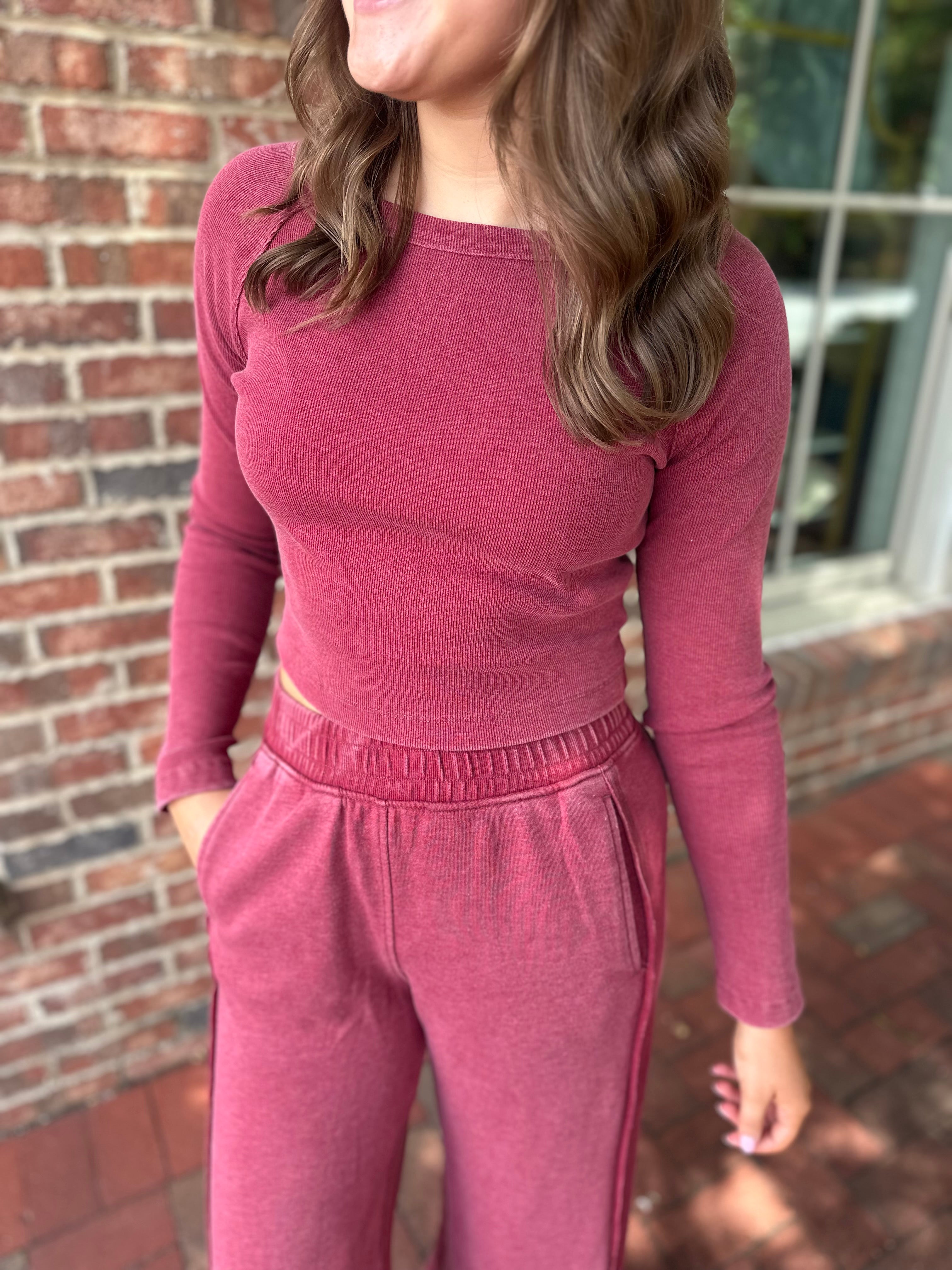 Leaves Are Changing Crimson Long Sleeve Set
