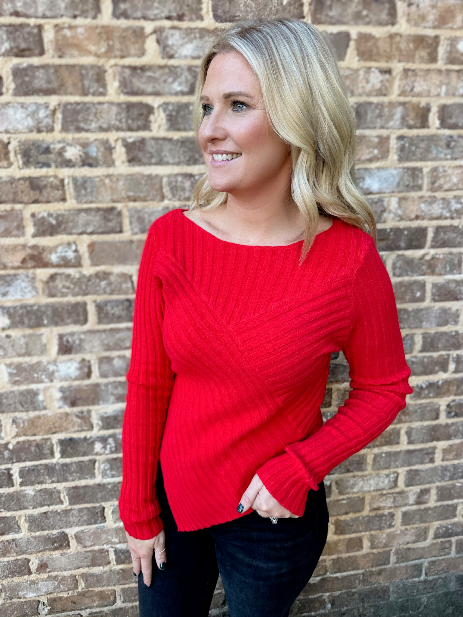 Merriest Memories Cross Ribbed Sweater