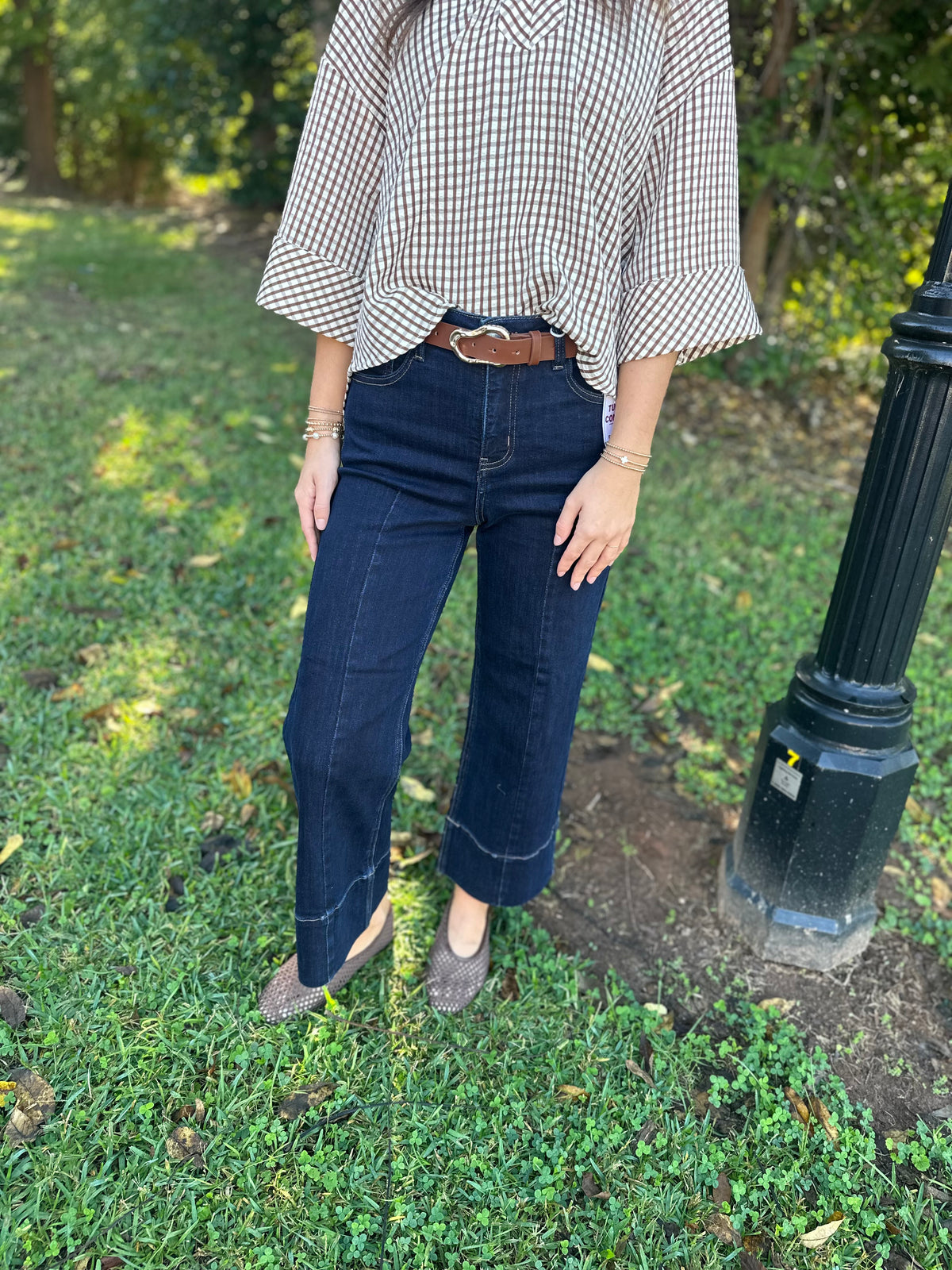 Where the Time Goes Gingham Collared Top