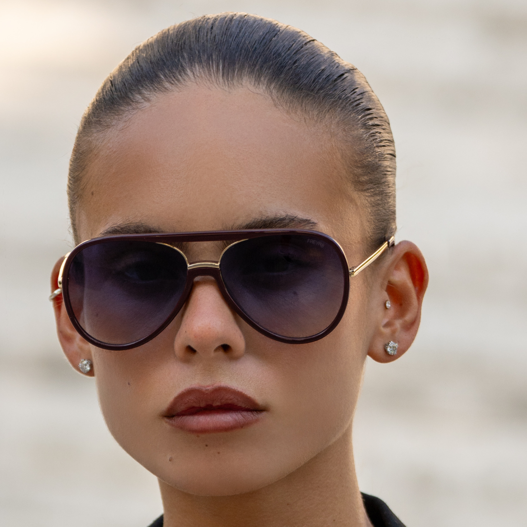 Shay Unisex Aviator Sunglasses- Burgundy