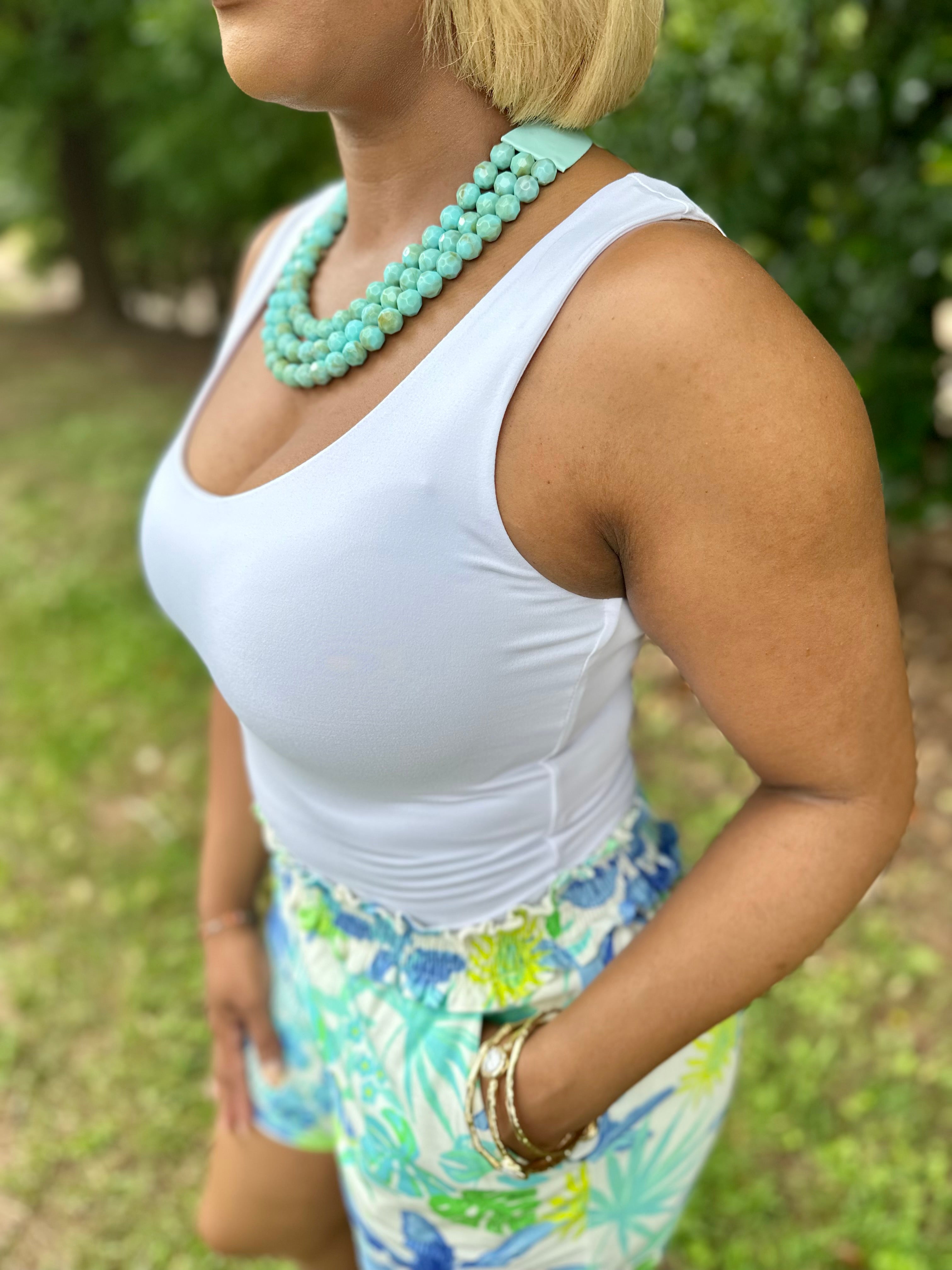 Take The Win Yoga Round Neck Sleeveless Tank in White