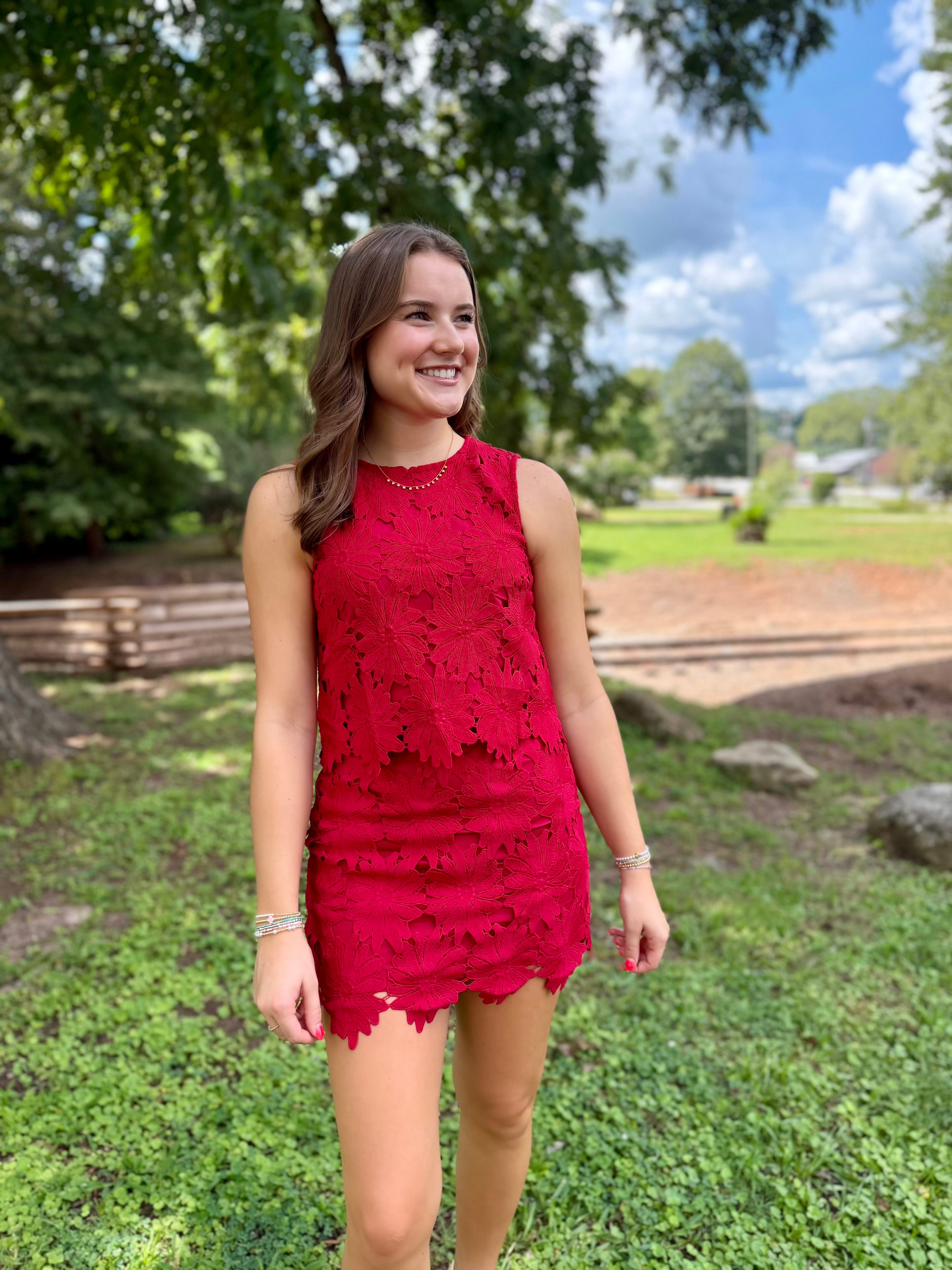 The Favorite Crimson Lace Skirt